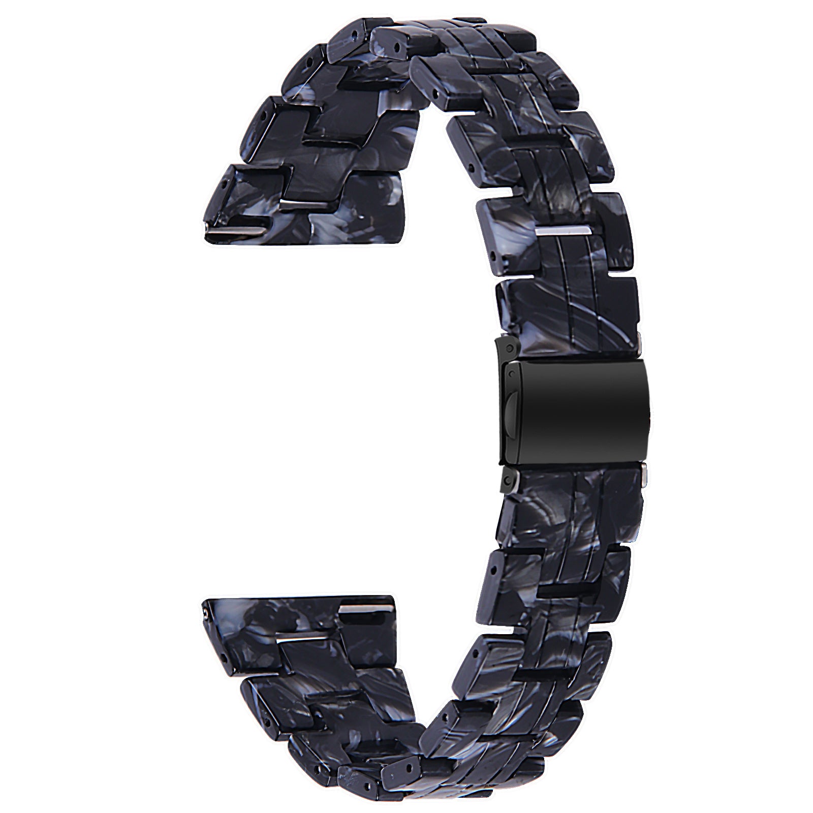 Metal Resin Strap, black/white, without a watch, 3/4 front view