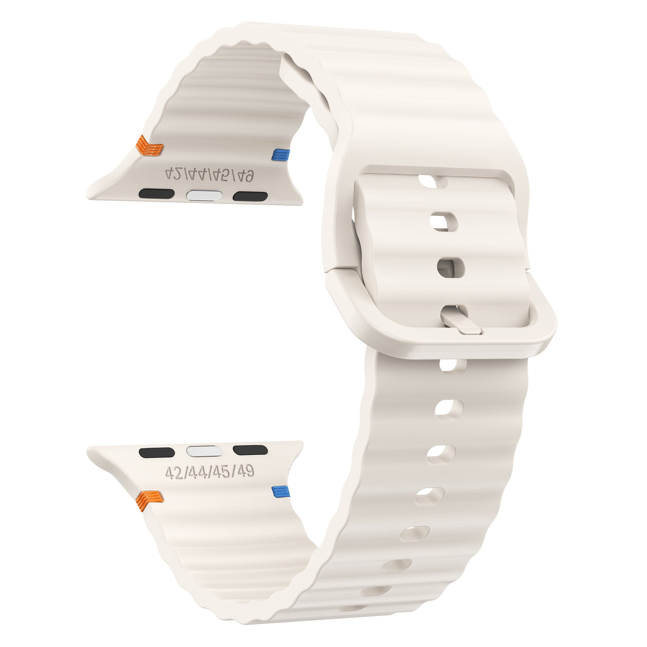 Bracelet silicone ondulé Apple Watch Ultra (lumière stellaire)