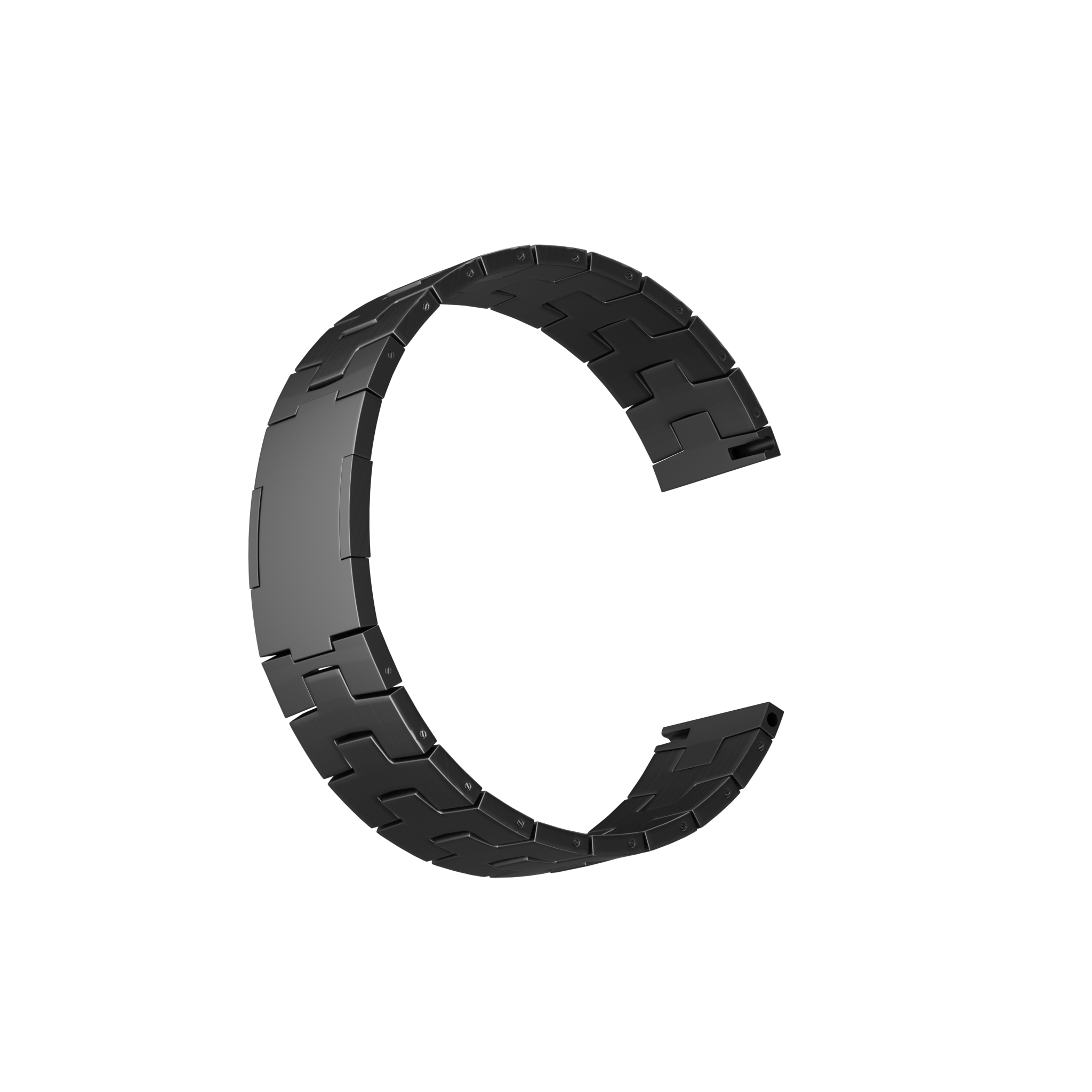 Titanium Grain Strap (Flat Clasp), graphite, without a watch, 3/4 front view