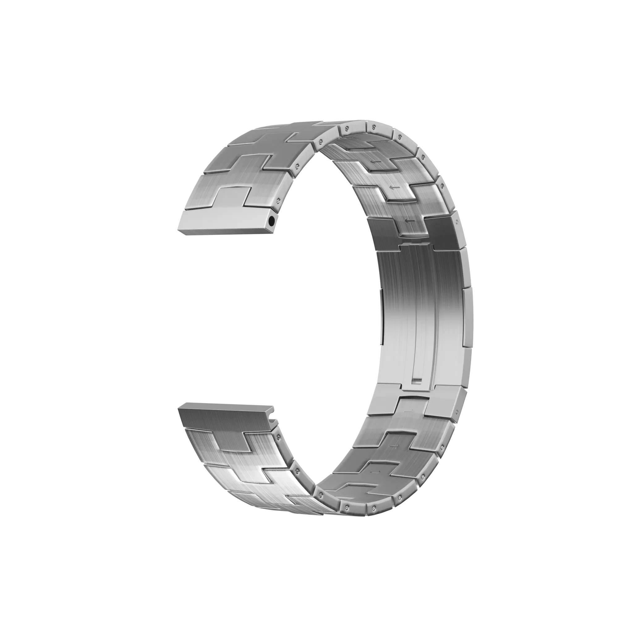 Titanium Grain Strap (Flat Clasp), silver, without a watch, 3/4 front view