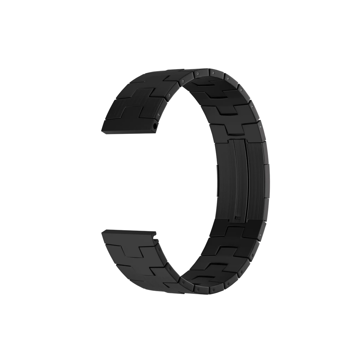 Titanium Grain Strap (Flat Clasp), black, without a watch, 3/4 front view