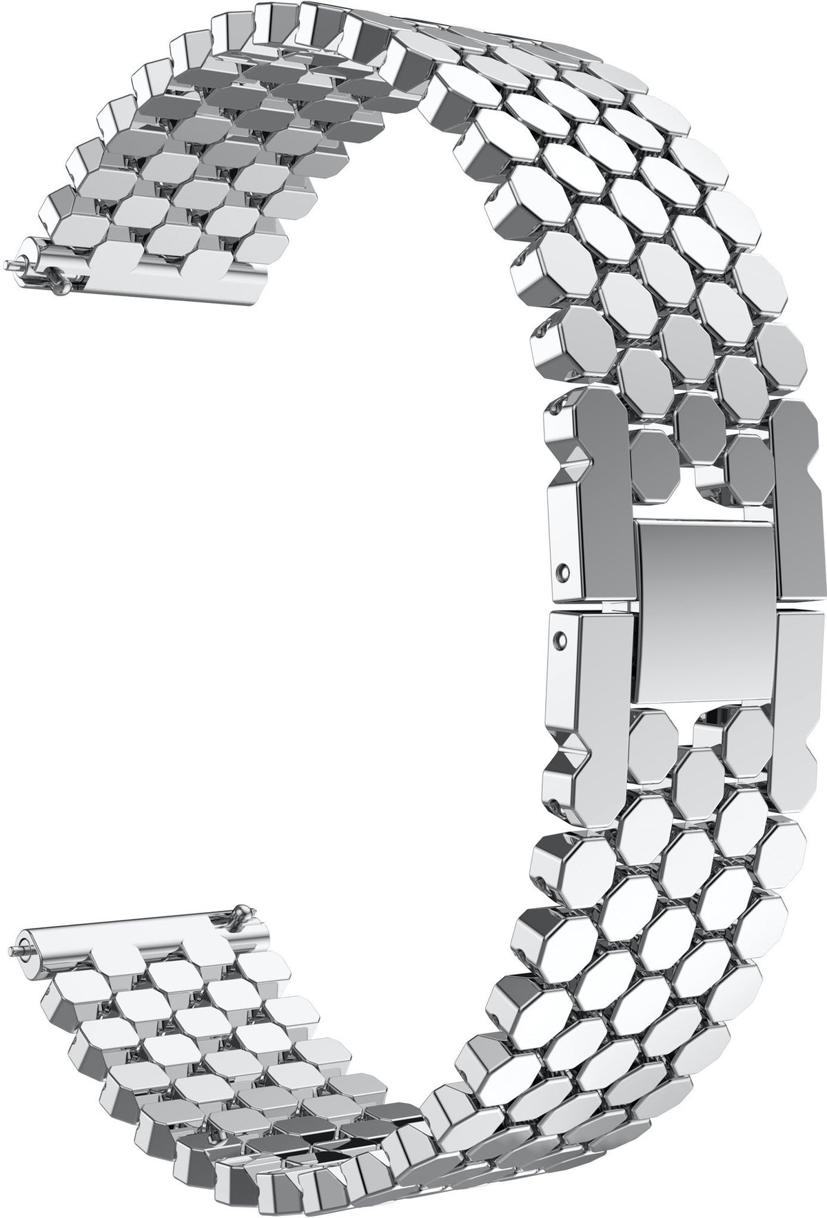 Steel Strap Hexagons, silver, without a watch, 3/4 front view