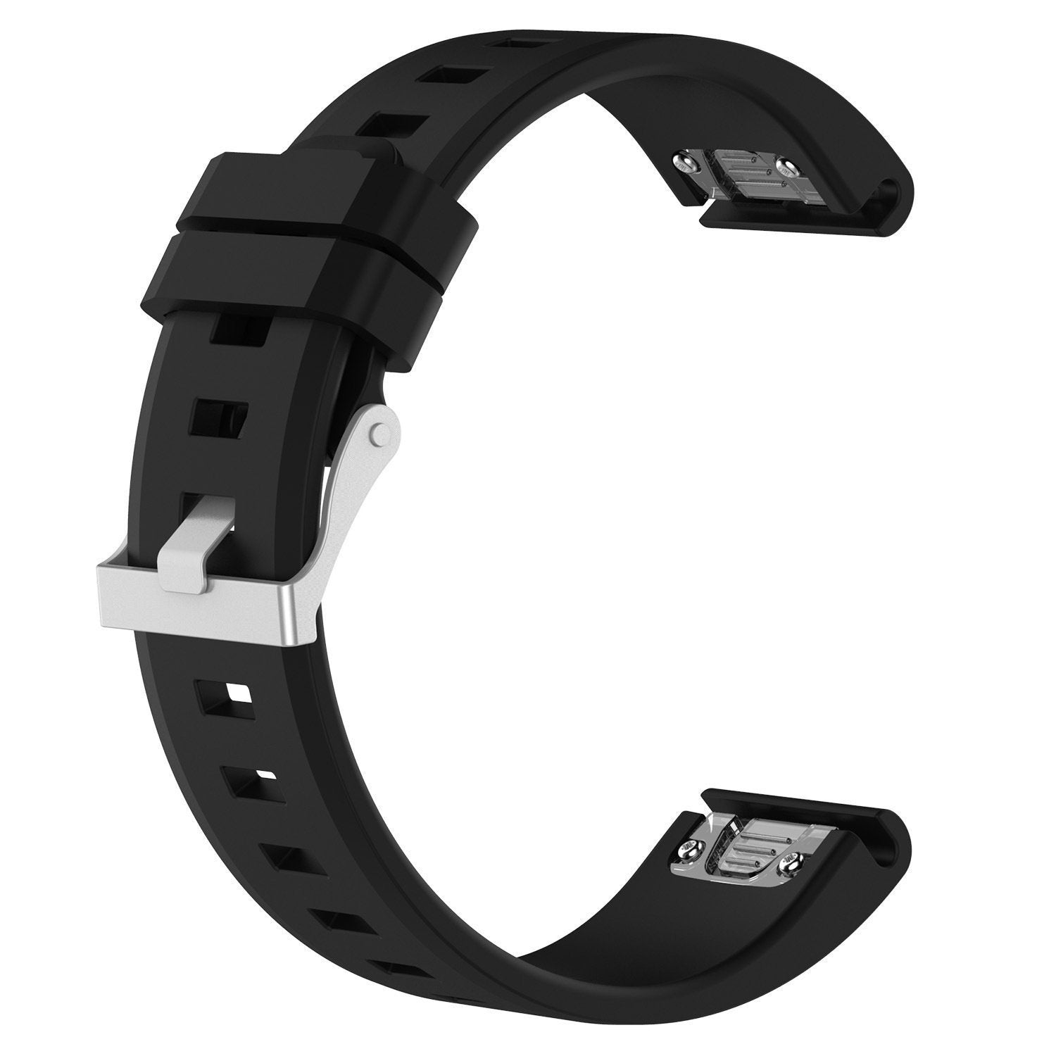 Glossy Silicone Strap, black, without a watch, 3/4 front view