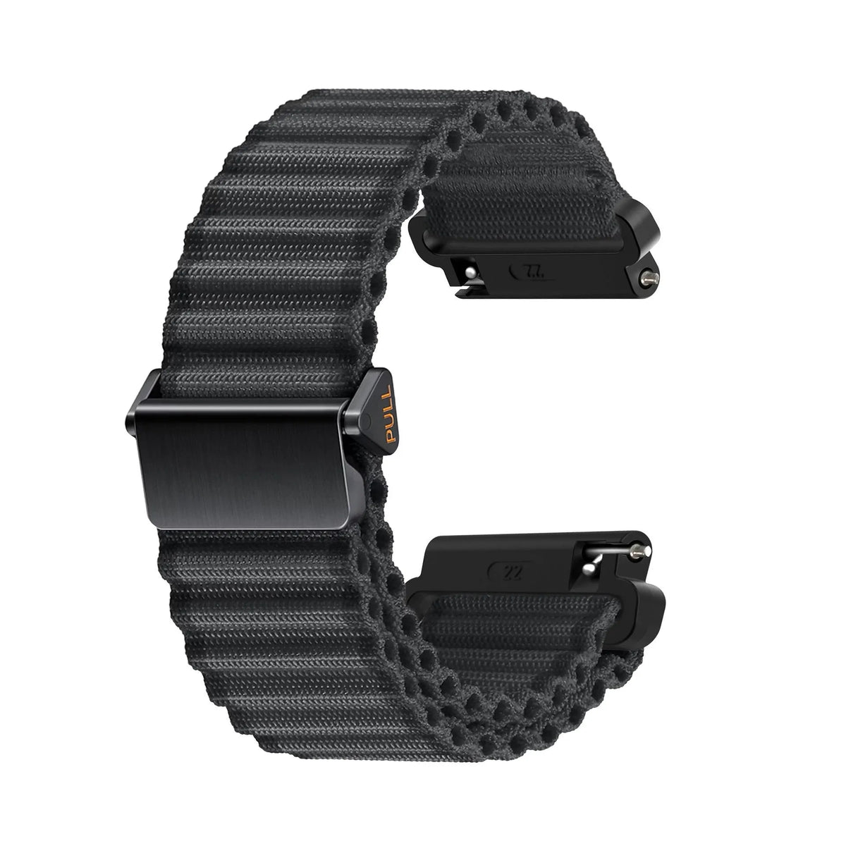 Outdoor Nylon Strap, black, without a watch, 3/4 front view