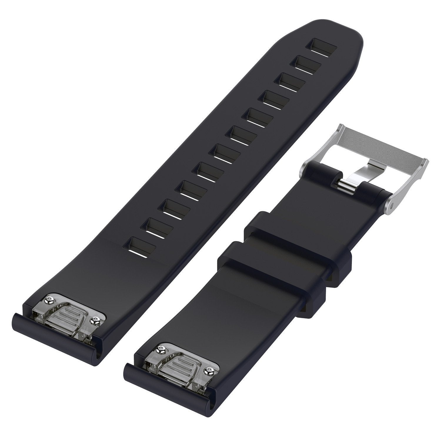 Glossy Silicone Strap, dark blue, without a watch, 3/4 rear view