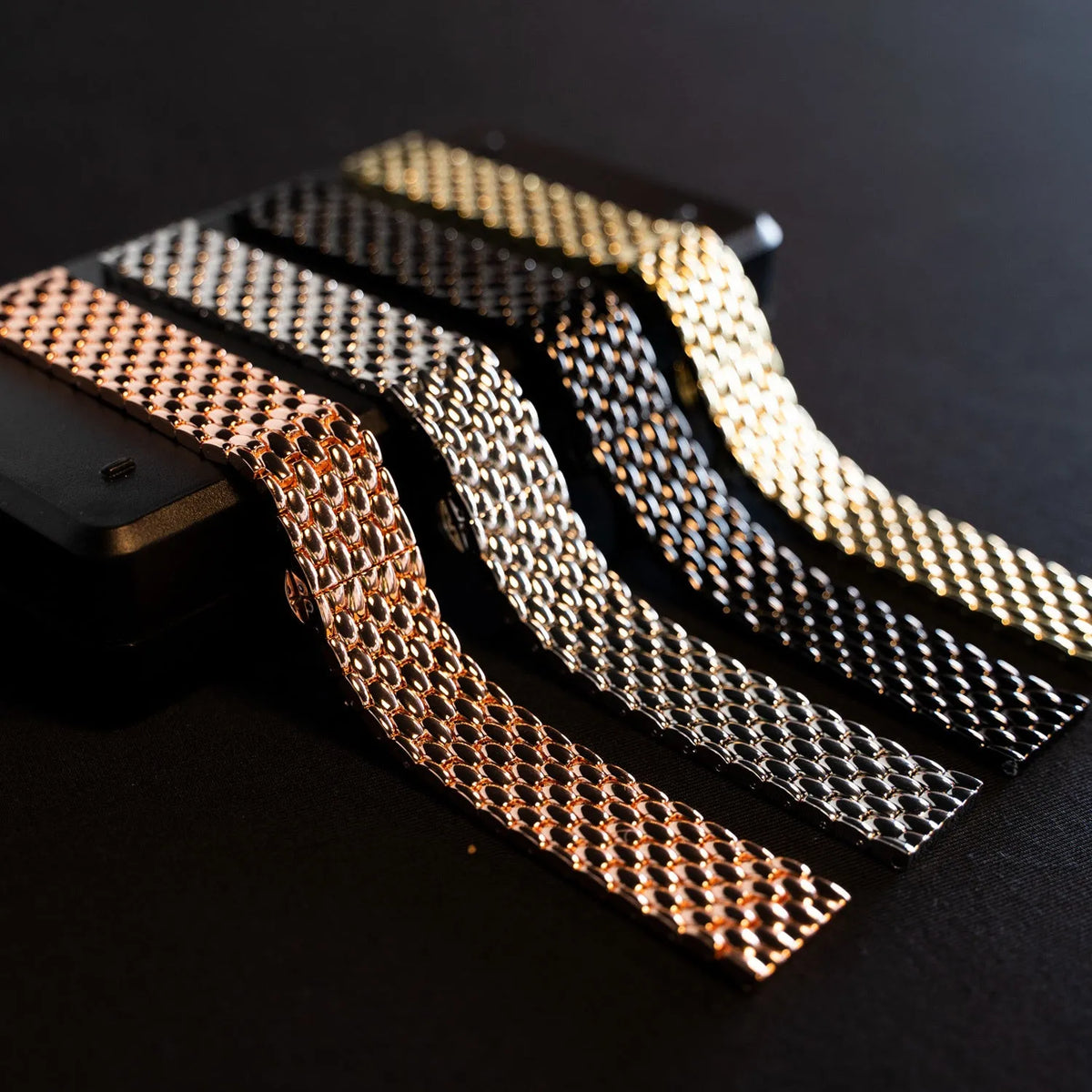 Steel Dragon Strap, black, without a watch, 3/4 rear view