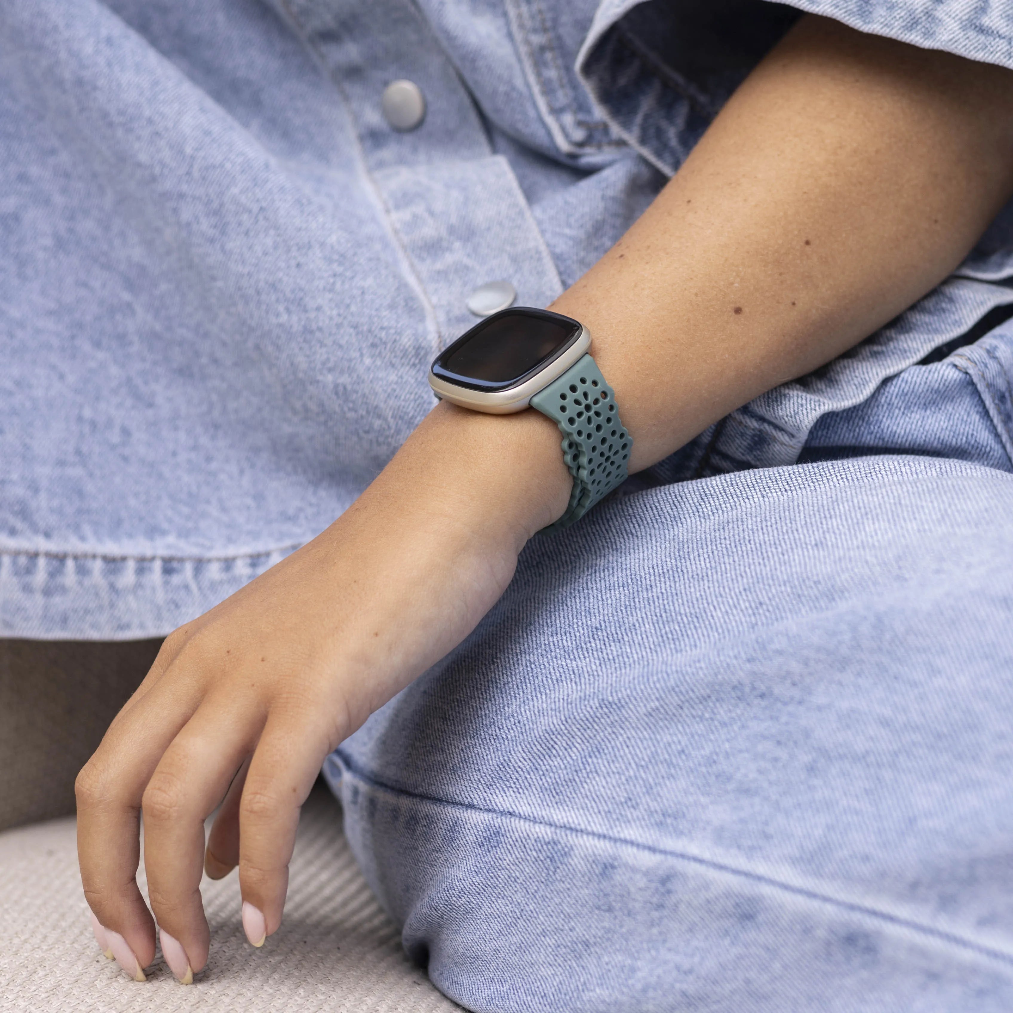 Bracelet silicone avec motif Fitbit Sense (vert)