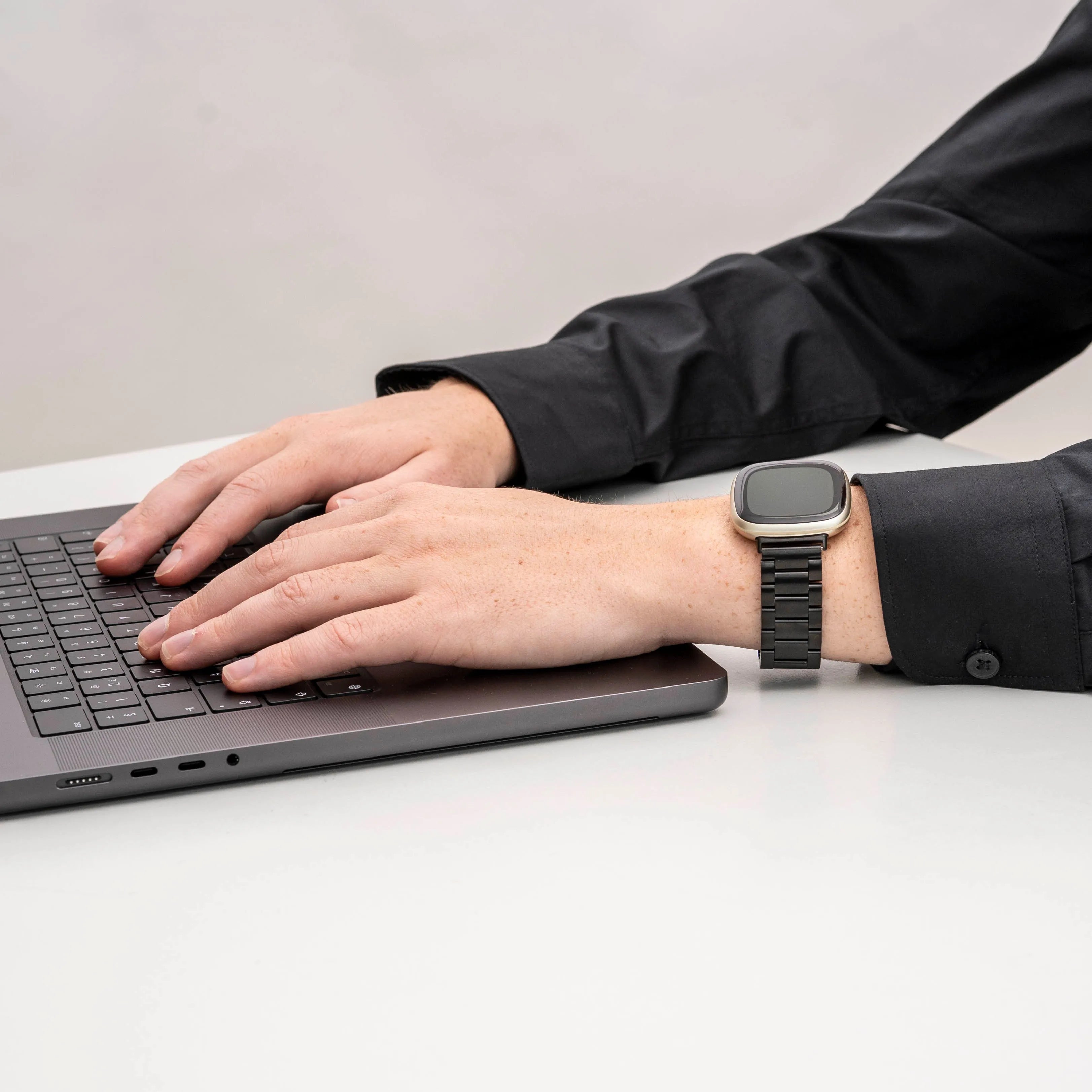 Bracelet acier Fitbit Sense 2 (noir)