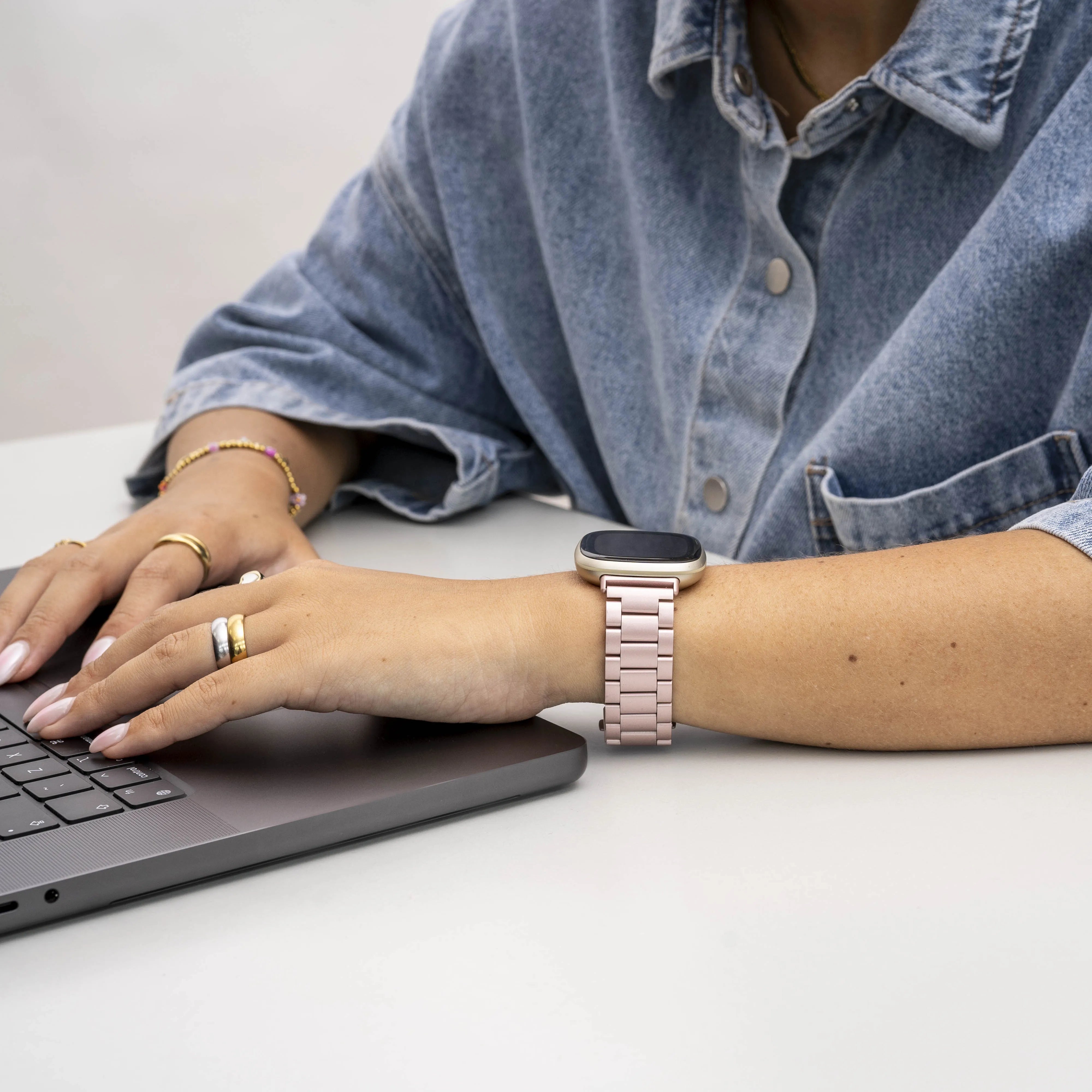 Bracelet acier inoxydable Fitbit Versa 3 (rose)