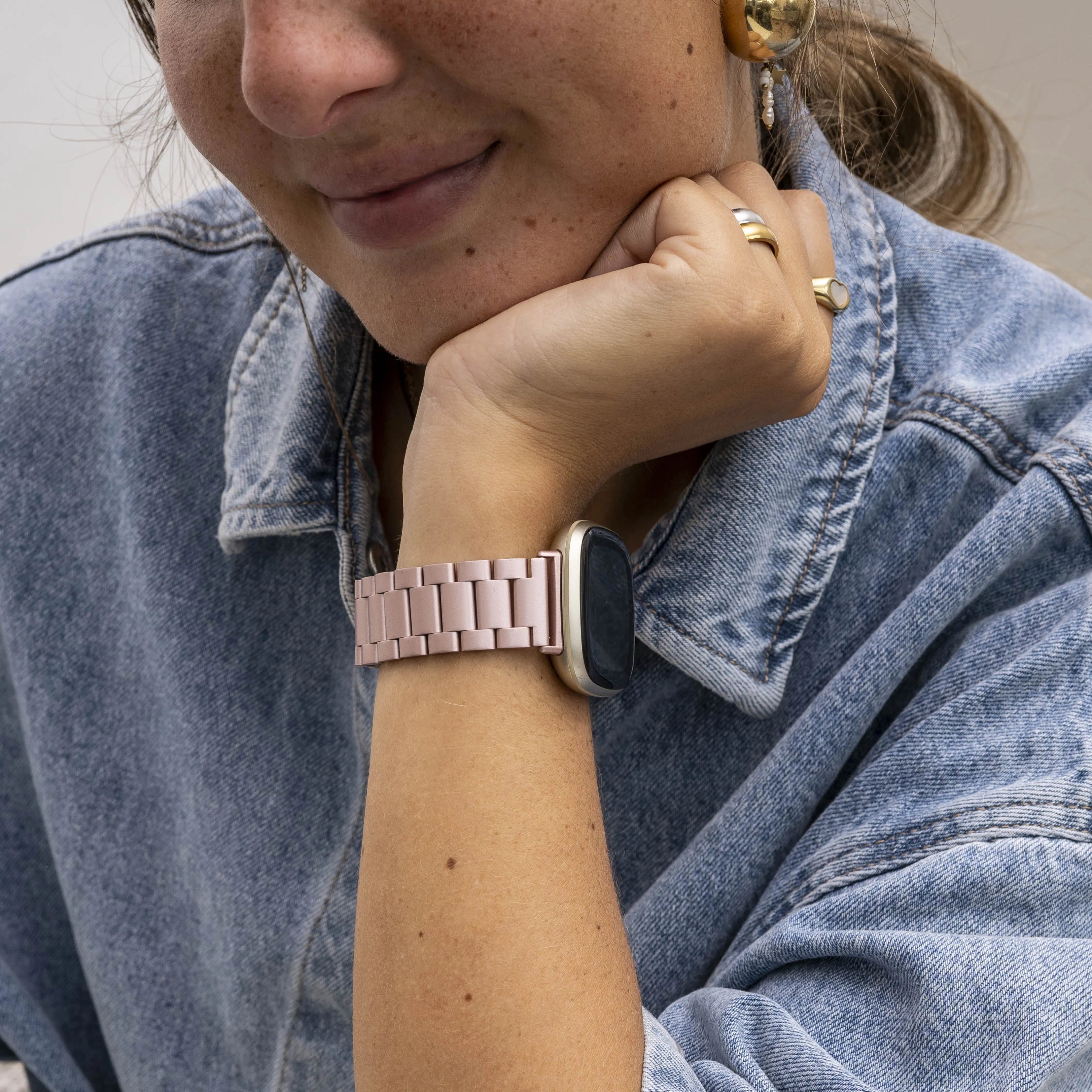Bracelet acier Fitbit Sense (rose)