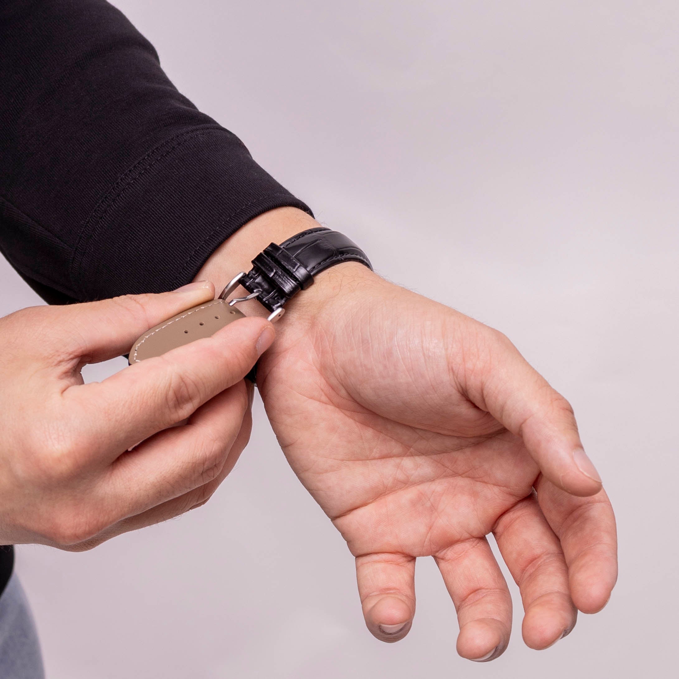 Bracelet cuir à effet crocodile Samsung Galaxy Watch 9 - 40mm (noir)