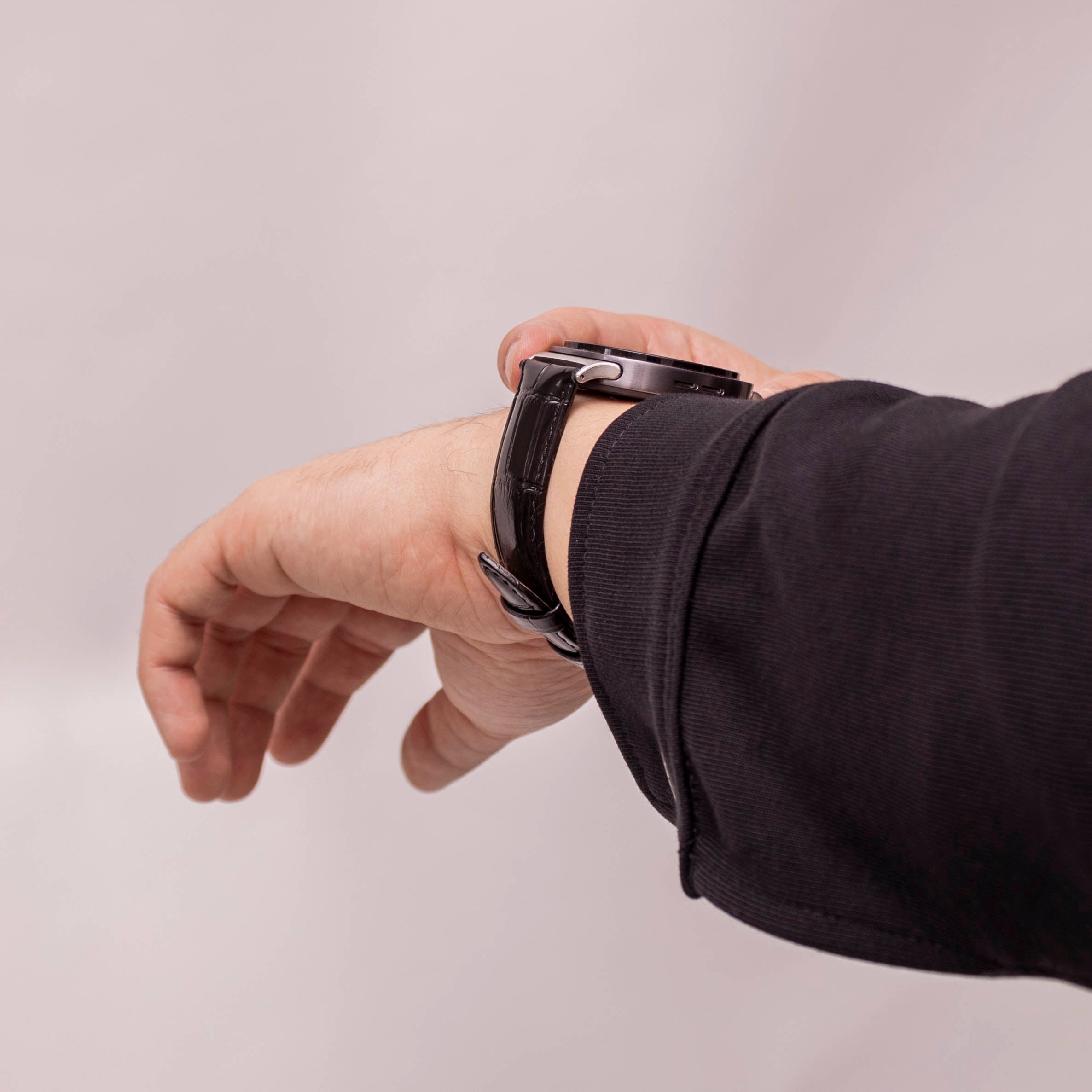 Bracelet cuir à effet crocodile Samsung Galaxy Watch 9 - 40mm (noir)