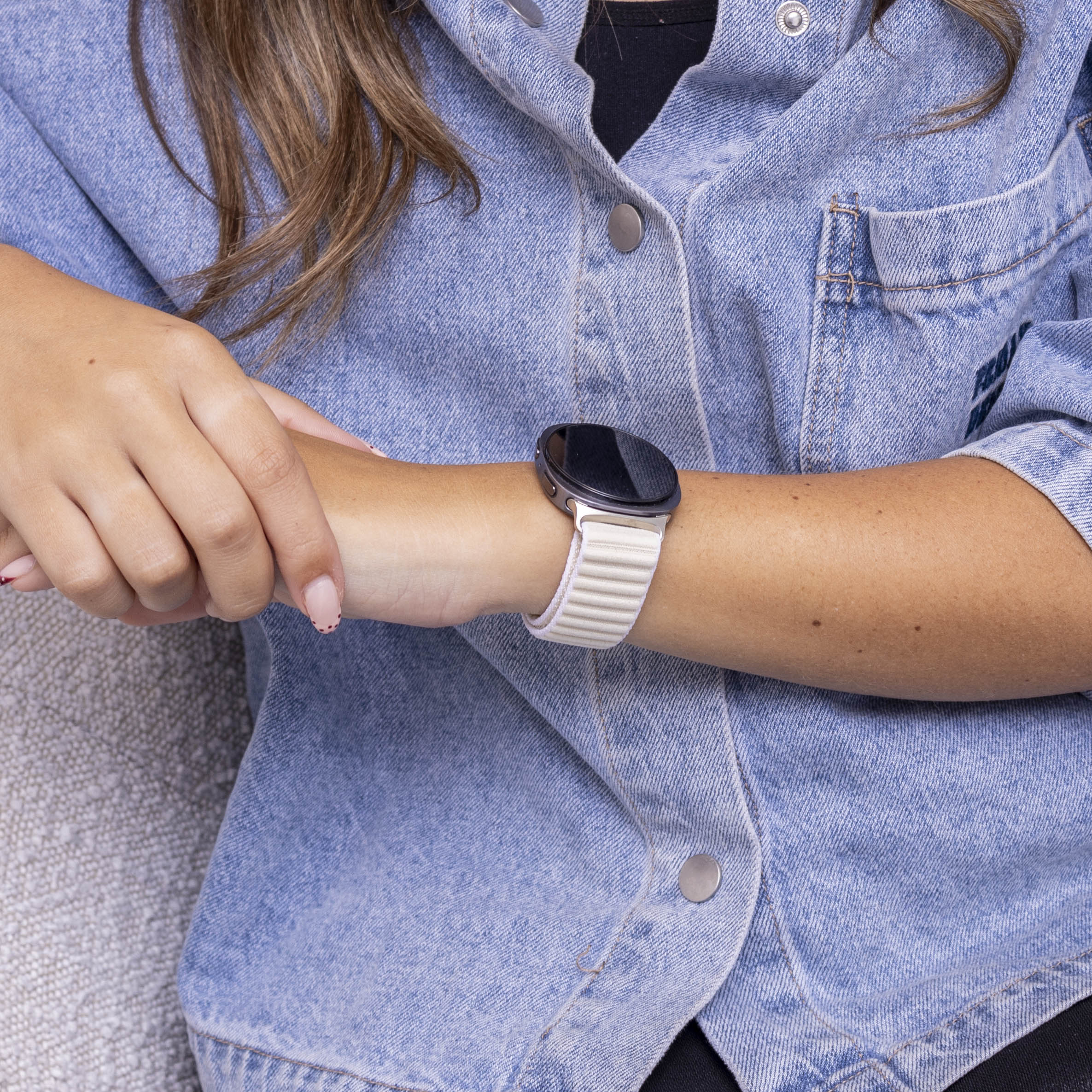 Bracelet nylon ondulé Samsung Galaxy Watch 9 - 44mm (lumière stellaire)