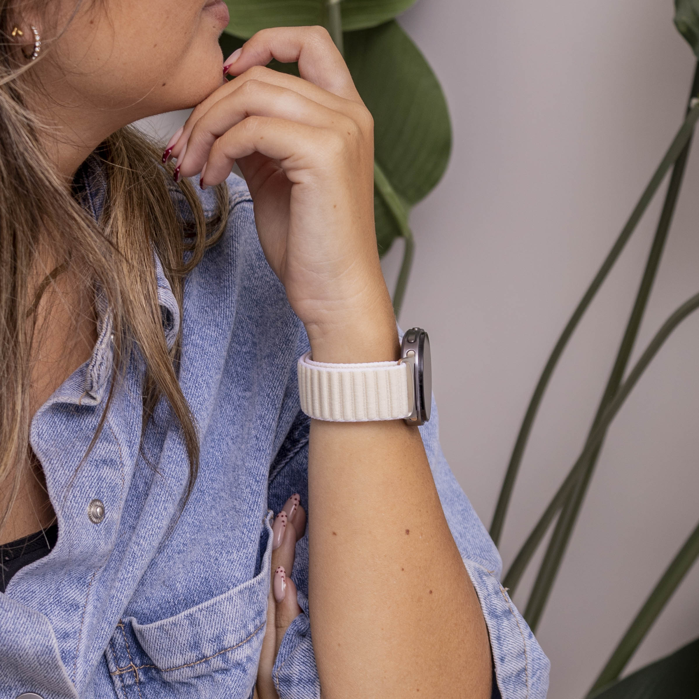 Bracelet nylon ondulé Samsung Galaxy Watch 9 - 44mm (lumière stellaire)