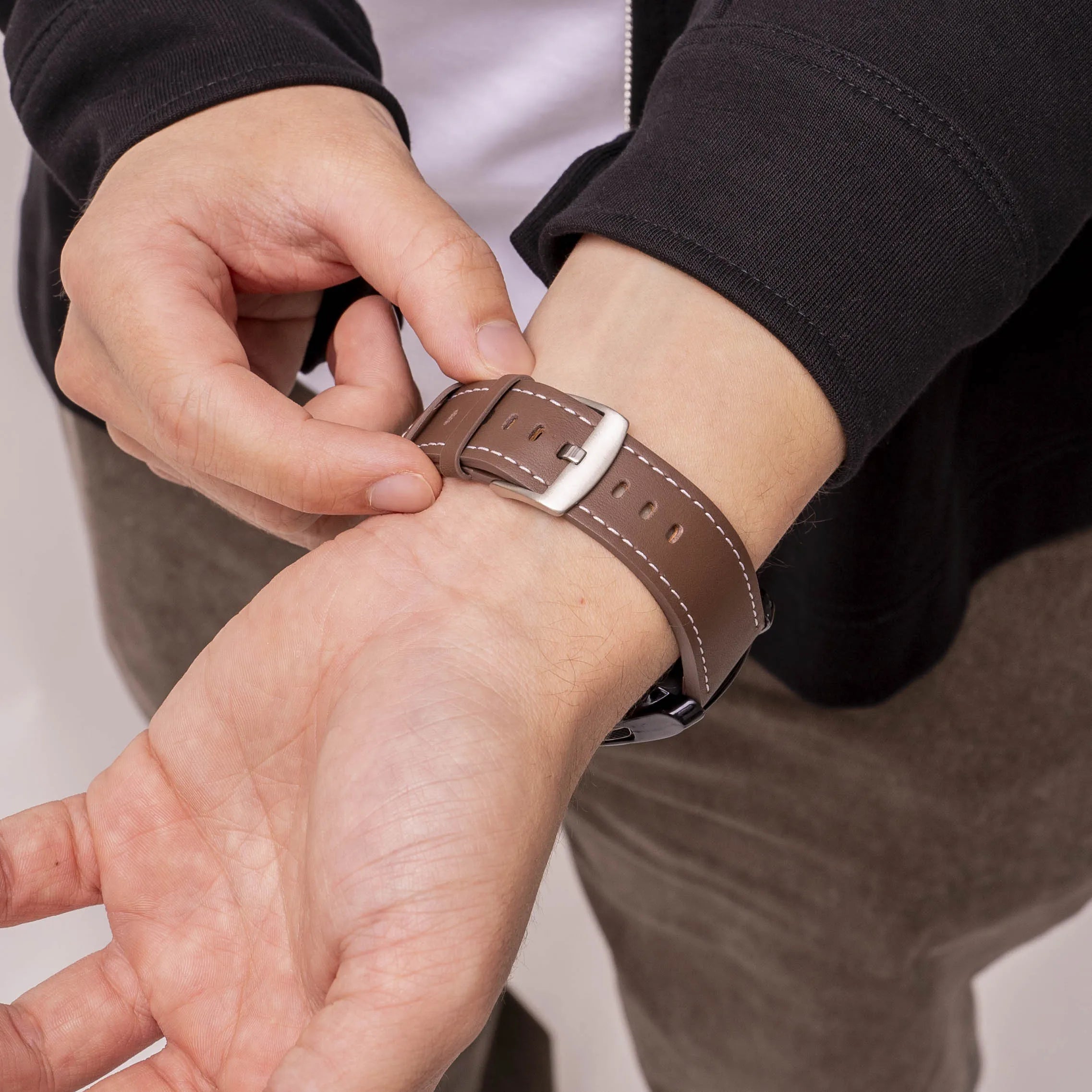 ICE Smart TKS Rectangular 1.41 Leather Strap 'One Push' (Dark Brown)