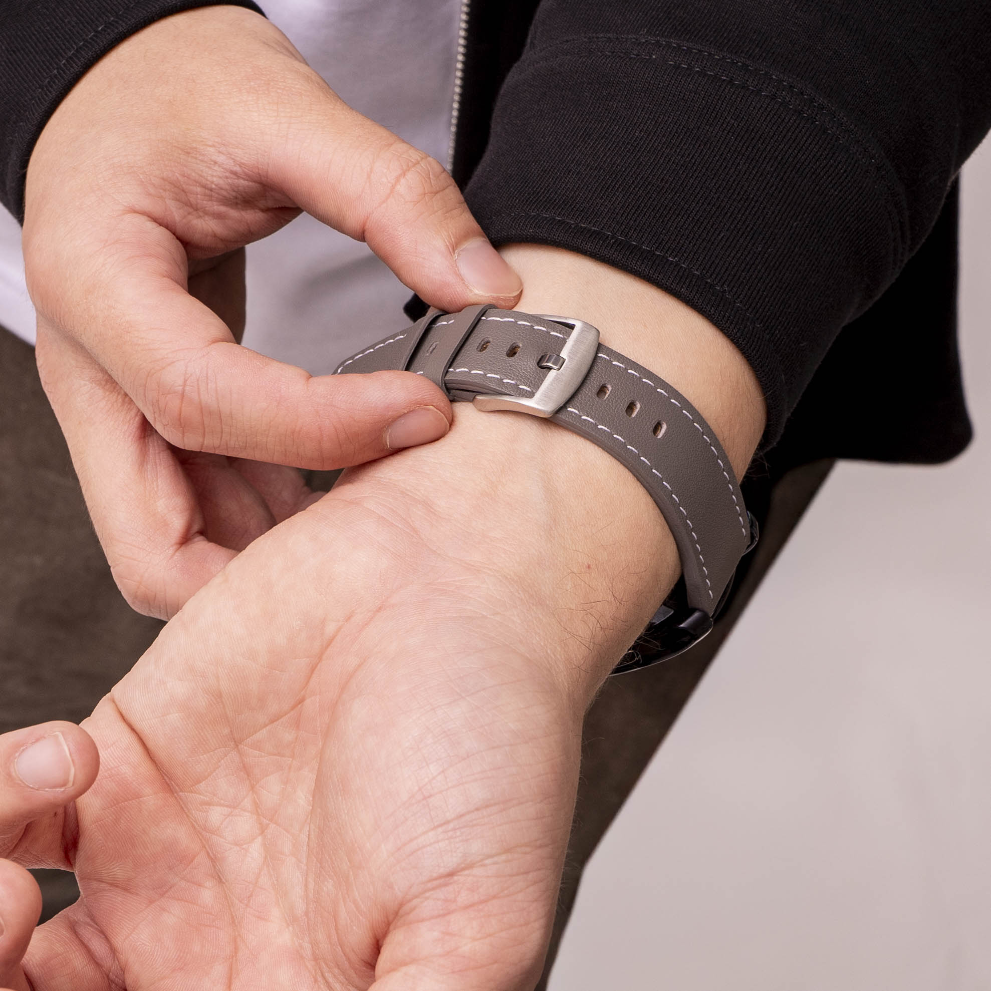 Bracelet cuir 'One Push' Amazfit Balance 2 (gris)