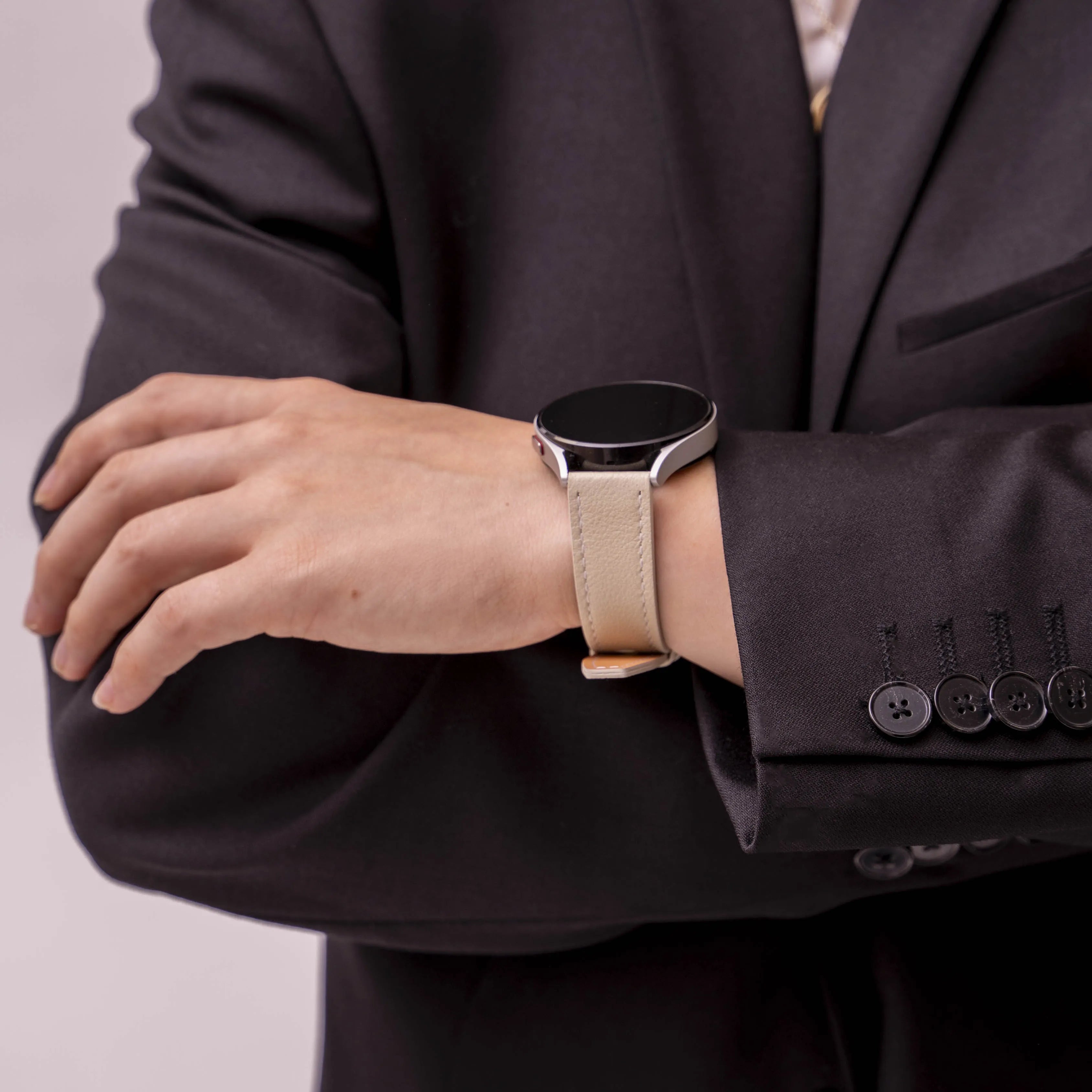 Bracelet cuir 'One Push' Polar Unite (beige)