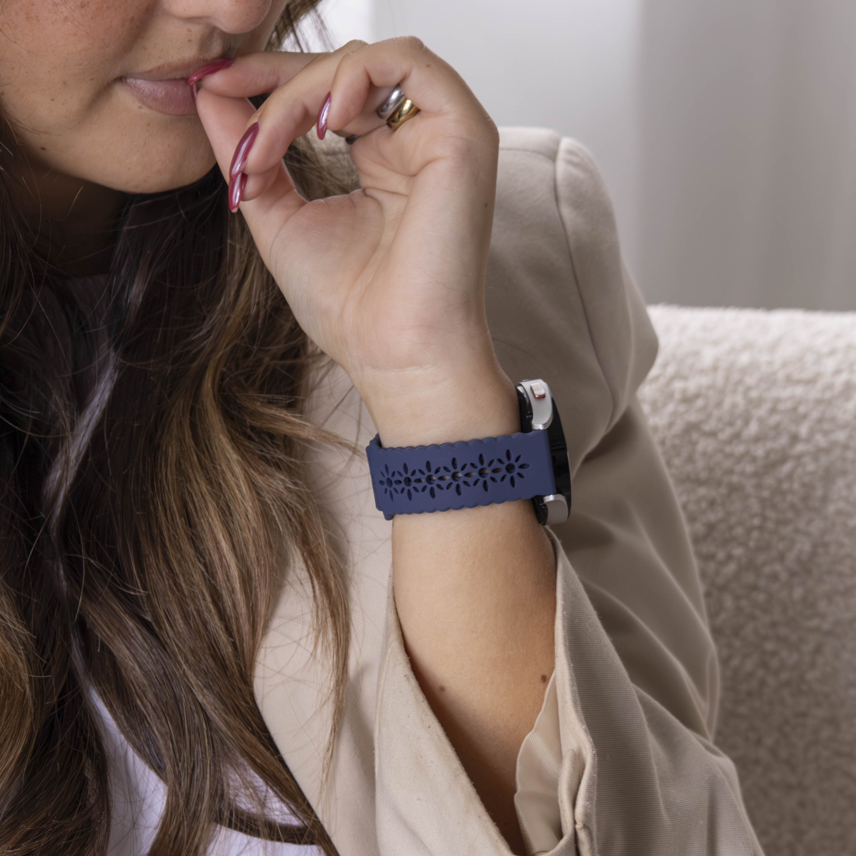 Samsung Galaxy Watch Active Silicone Strap Patterned (Dark Blue)