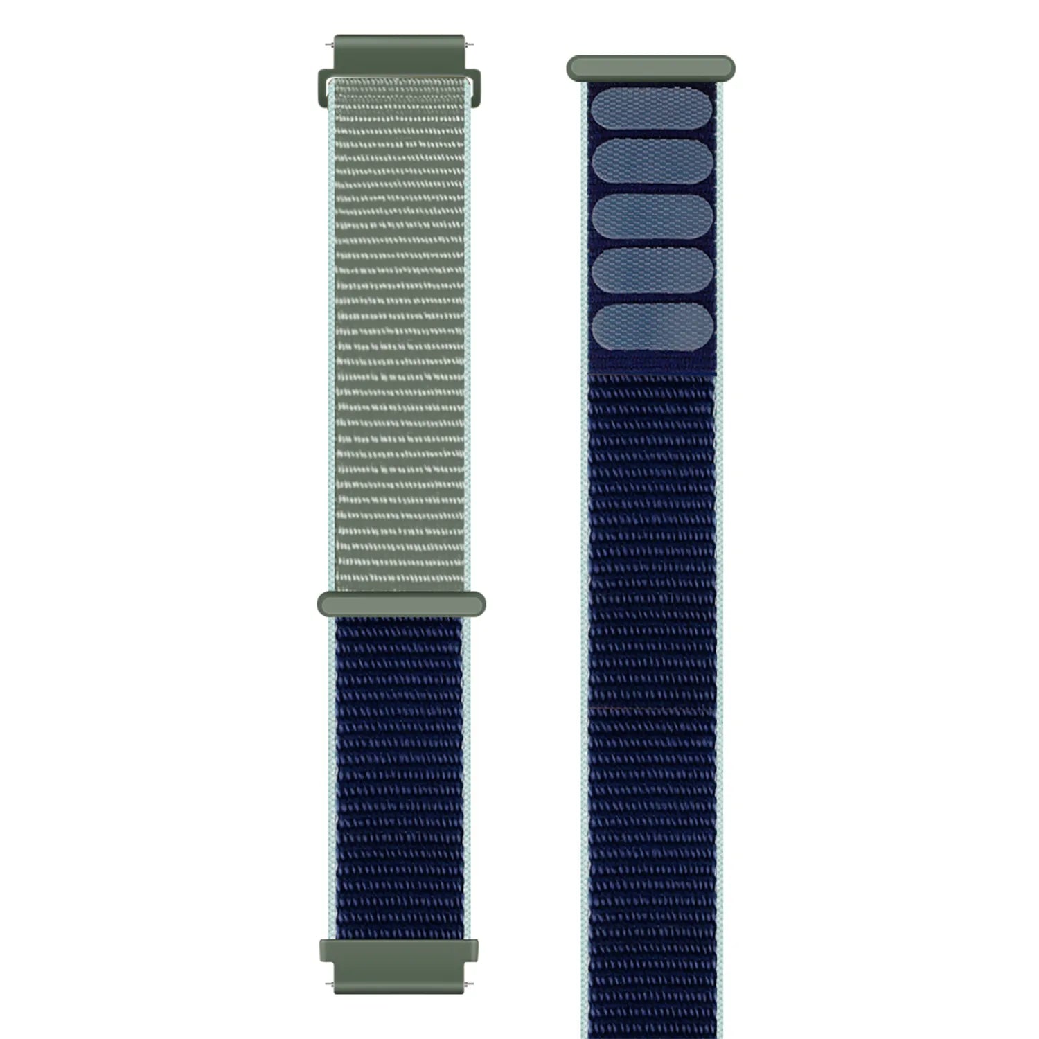 Nylon Strap, khaki, laid flat, separate parts, direct top view