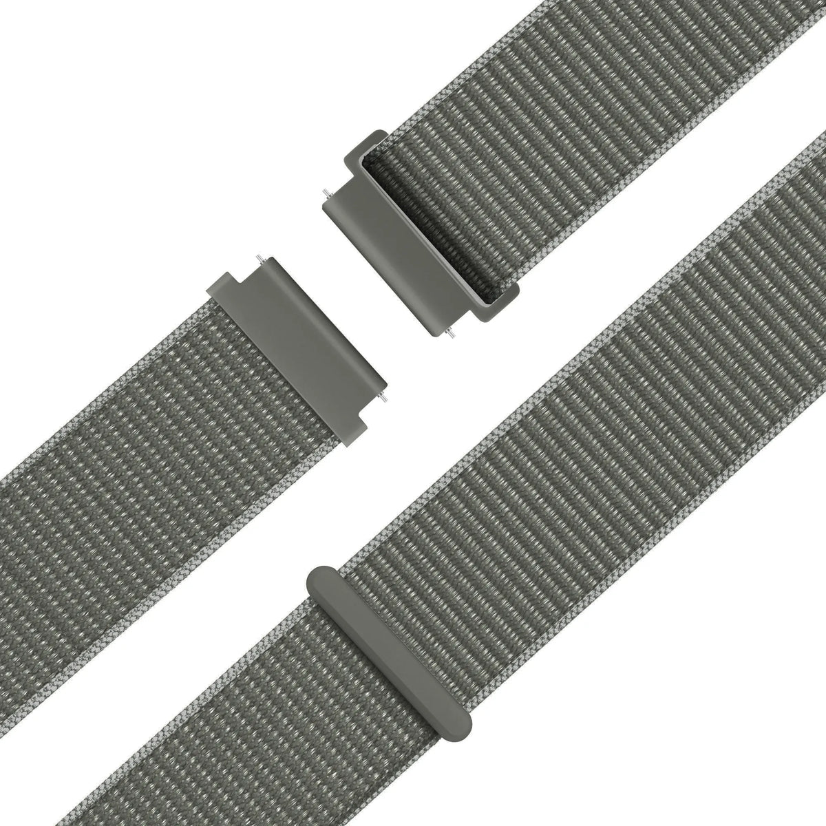 Nylon Loop Strap, grey-green, laid flat, separate parts, direct top view
