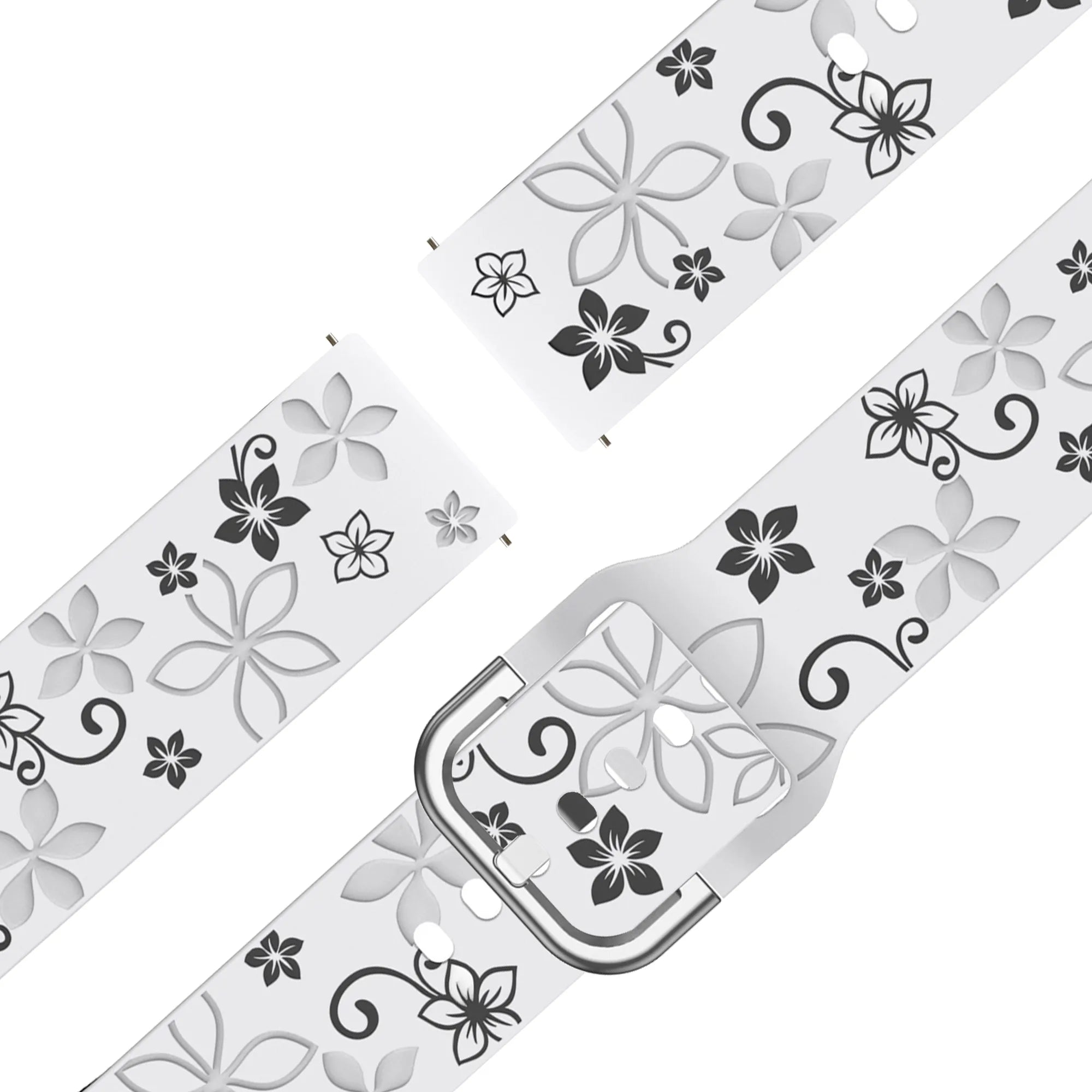 Bandz Garmin Venu 2s Silicone Strap 'Flowers' (White/Black)
