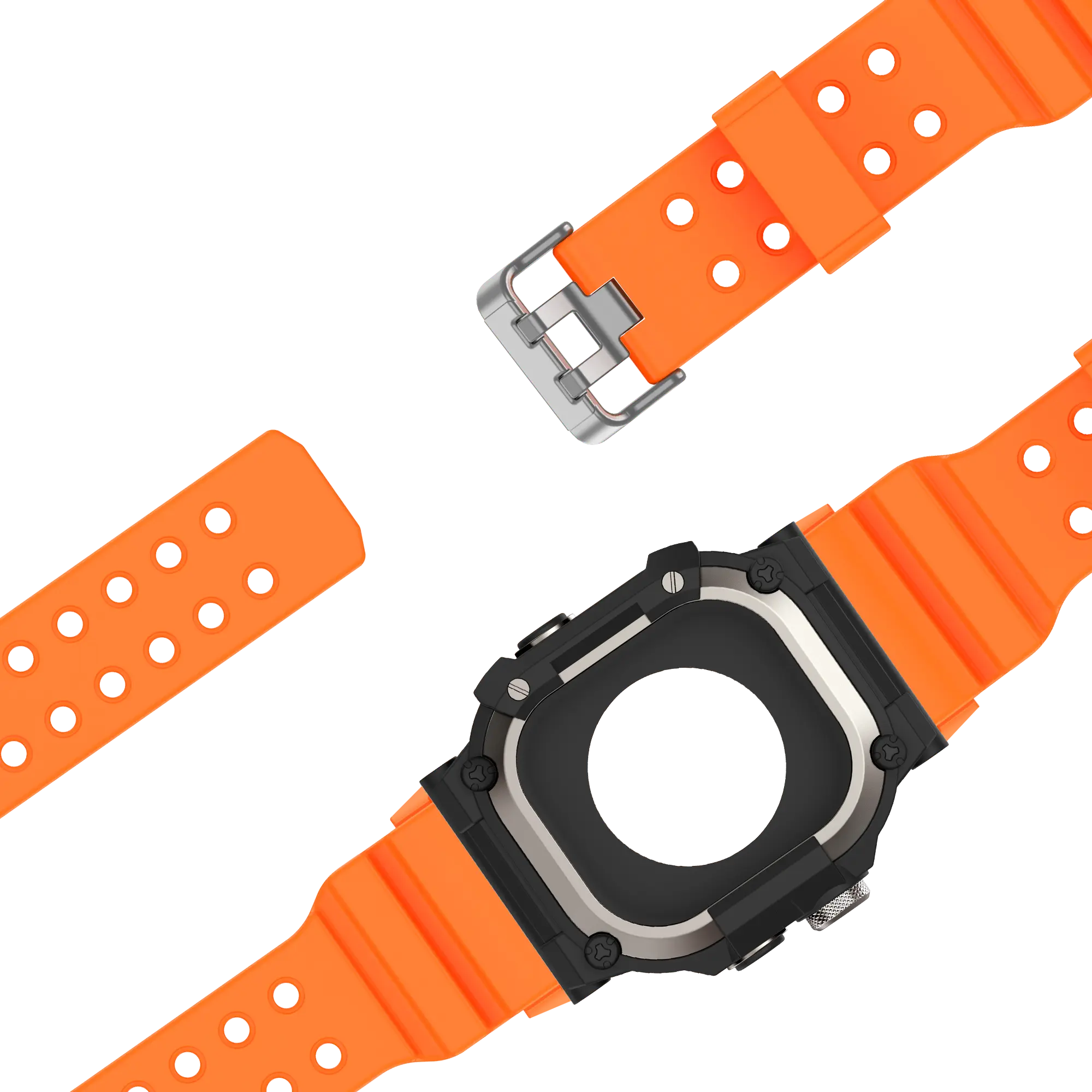 Bandz Bracelet TPU avec coque Apple Watch Ultra (orange avec titane)