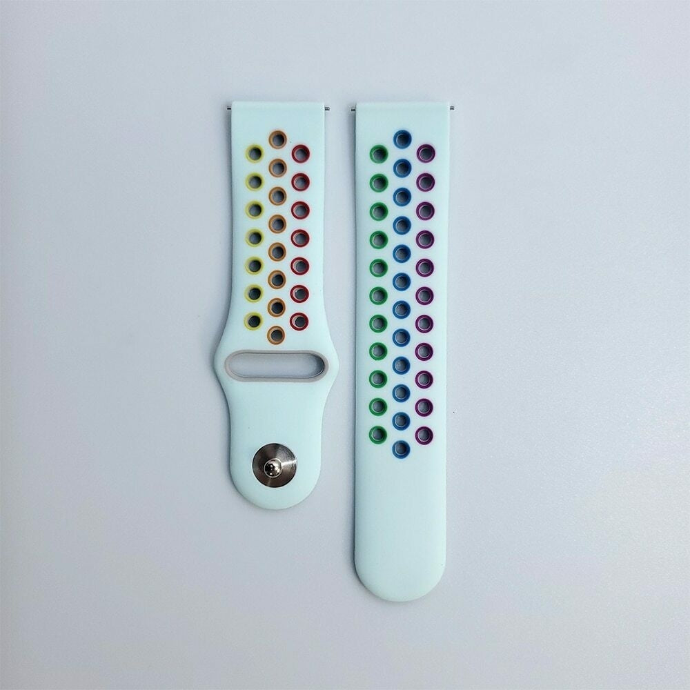 Silicone Sport Strap, laid flat, separate parts, direct top view