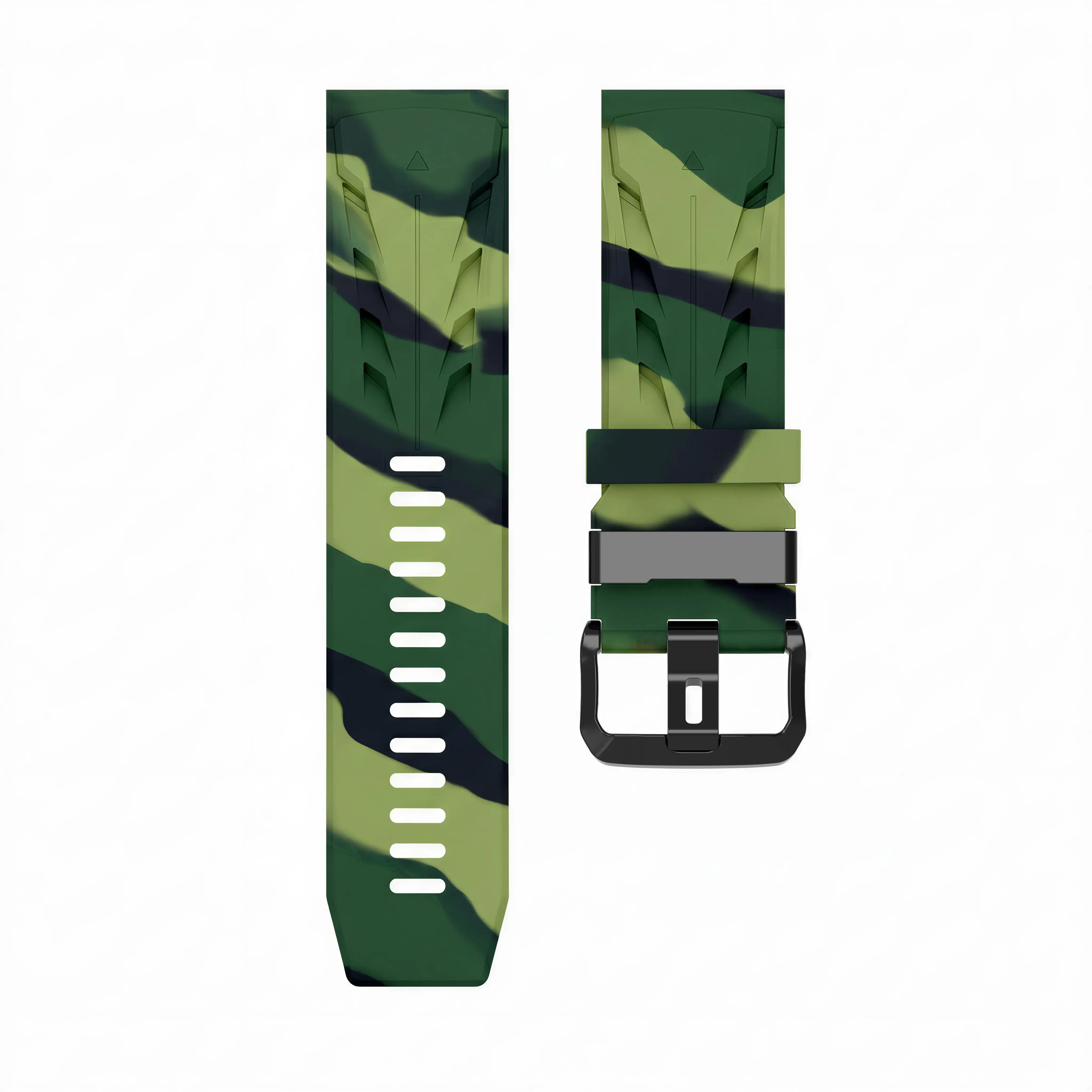 Garmin Fenix 5x/6x Race Silicone Strap (Green Camouflage)