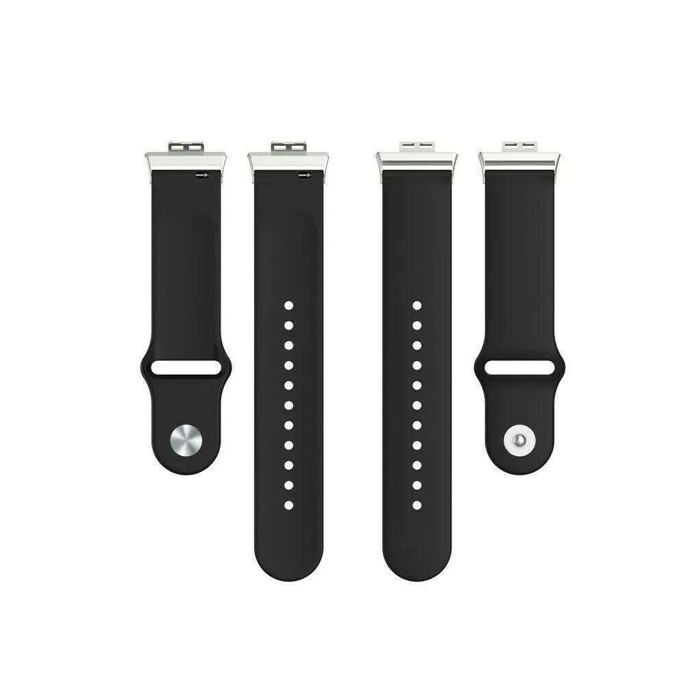 Silicone Sport Strap, black, laid flat, separate parts, direct top view