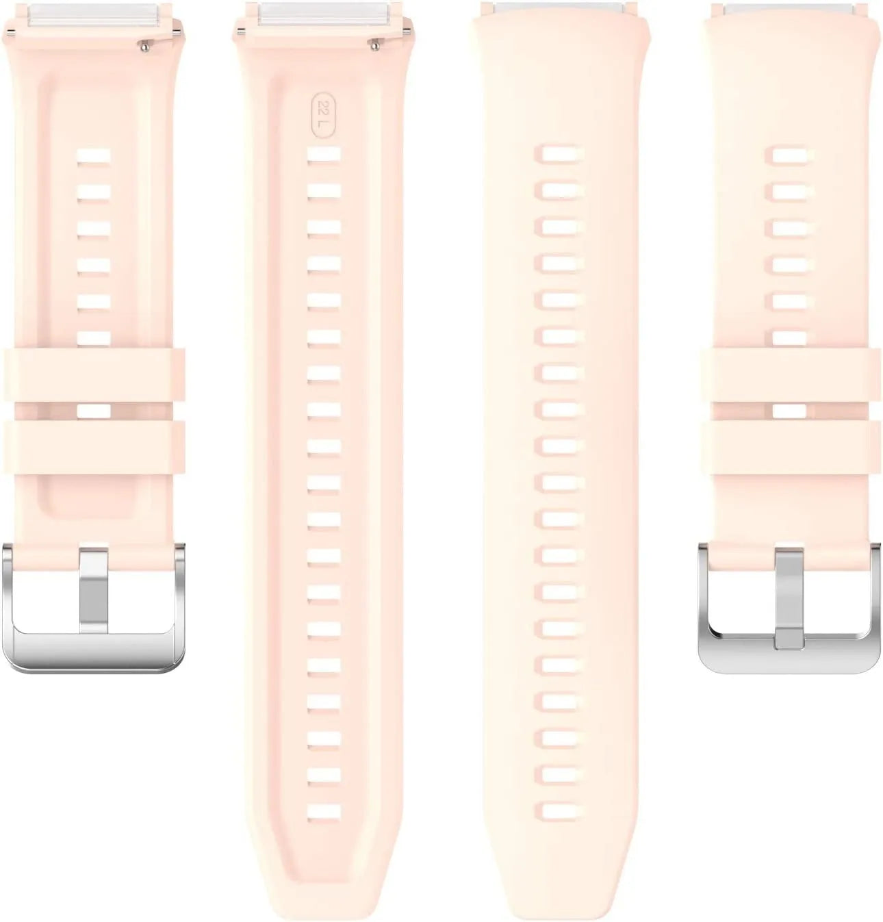 Silicone Strap, light pink, laid flat, separate parts, direct top view