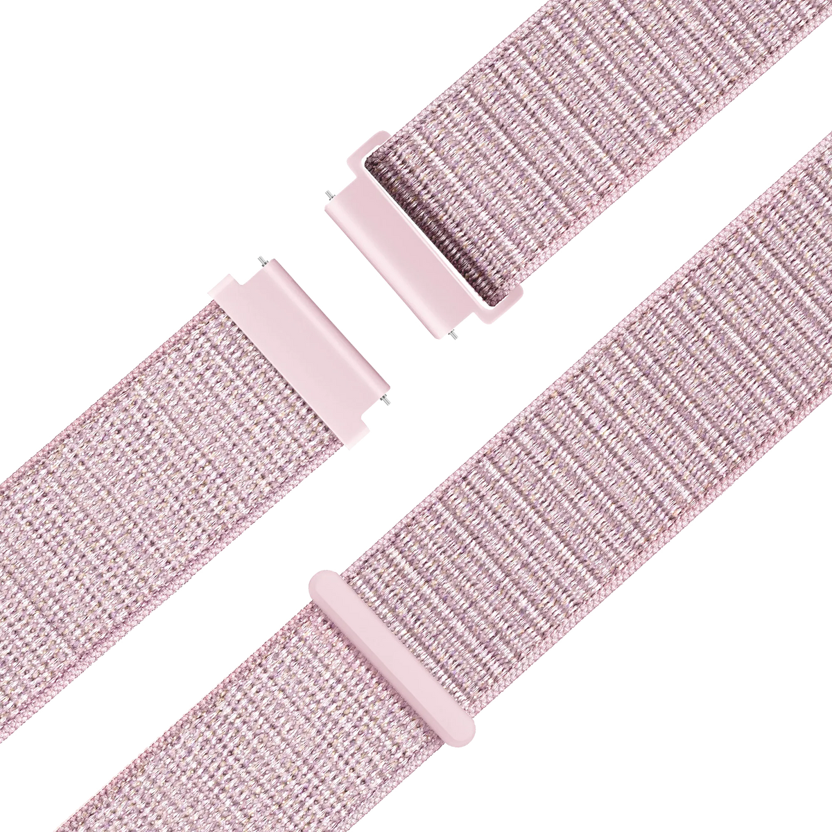 Nylon Loop Strap, pink, laid flat, separate parts, direct top view