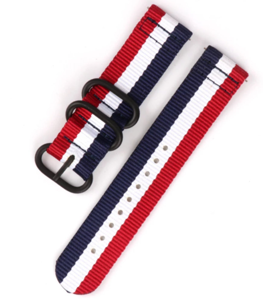 Nylon Buckle Strap, laid flat, separate parts, direct top view