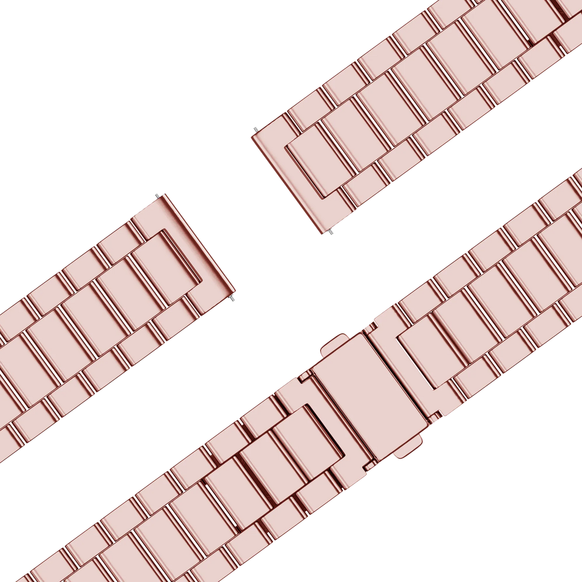 Steel Strap 'Classic', pink, laid flat, separate parts, direct top view