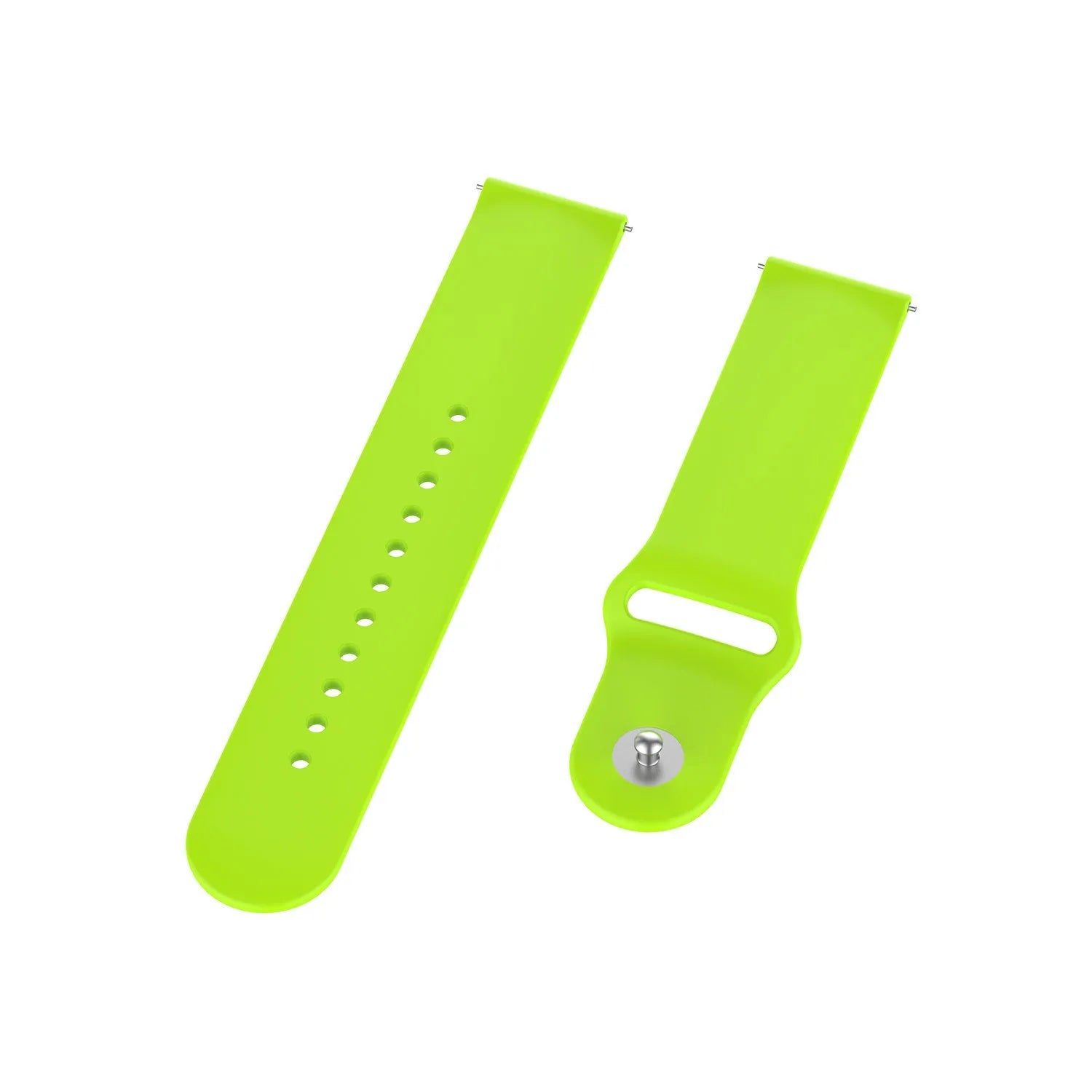 Silicone Sport Strap, lime, laid flat, separate parts, direct top view
