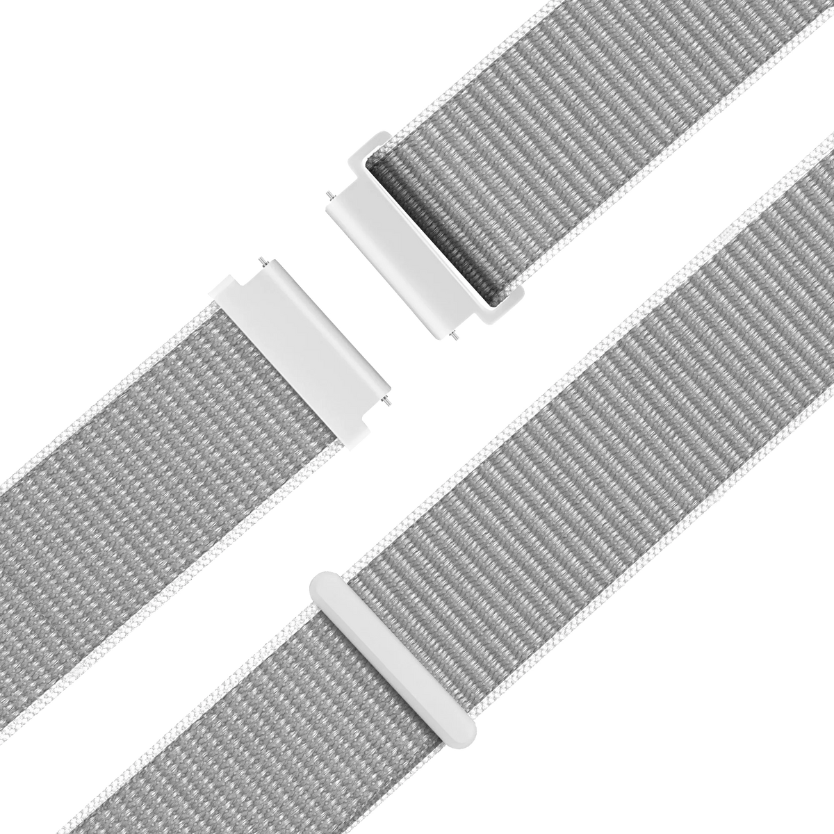 Nylon Loop Strap, grey, laid flat, separate parts, direct top view