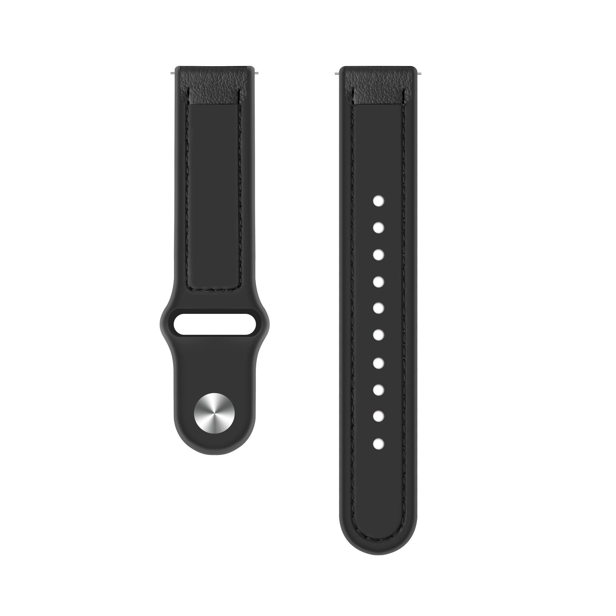 Bracelet montre cuir hybride 22mm - universal (noir)