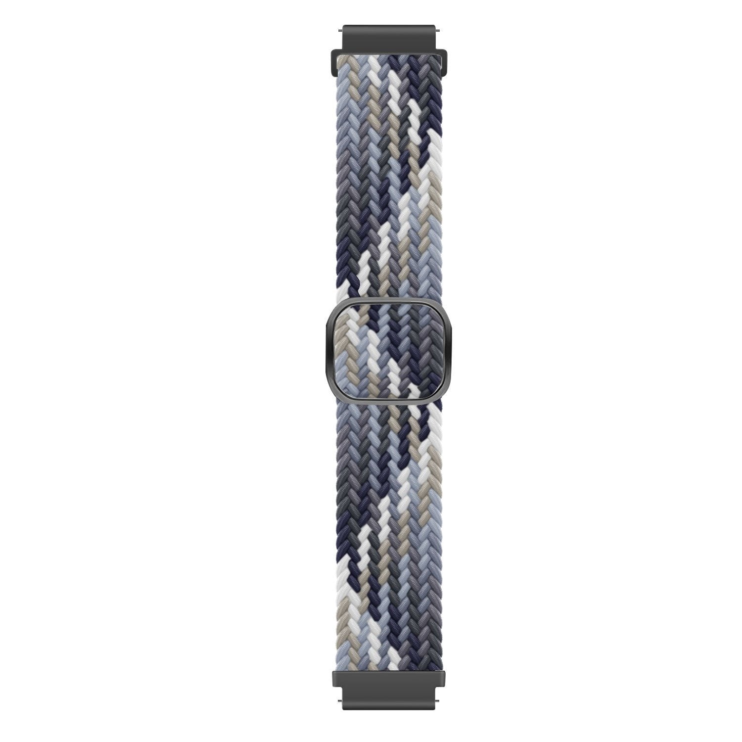 Nylon Adjustable Braided Strap, black/white, laid flat, joined, direct top view