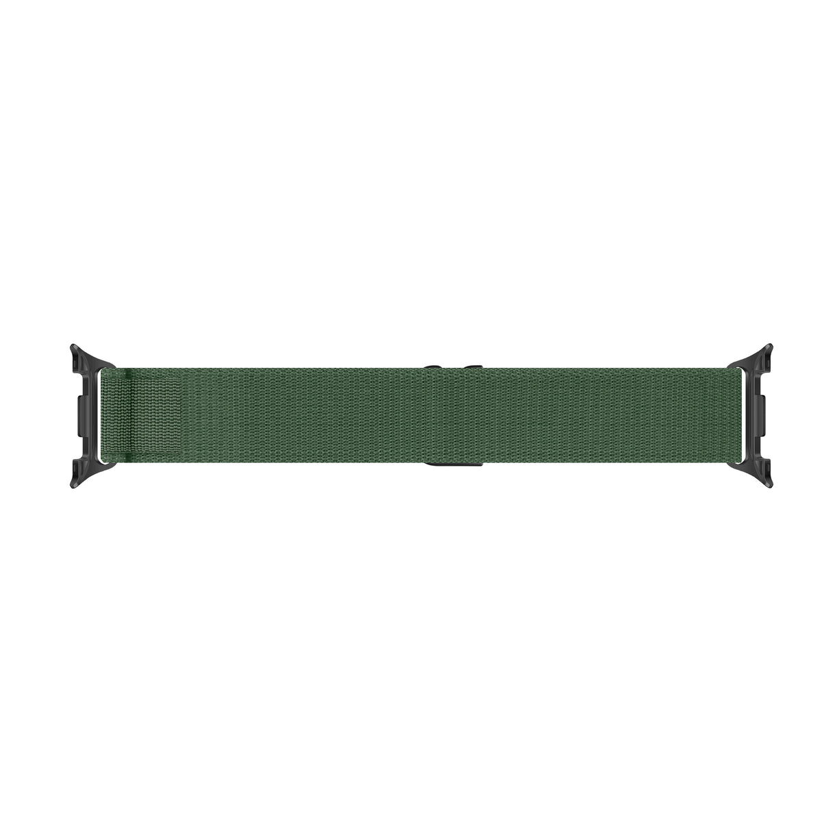 Alpine Nylon Strap, army green, laid flat, joined, direct top view