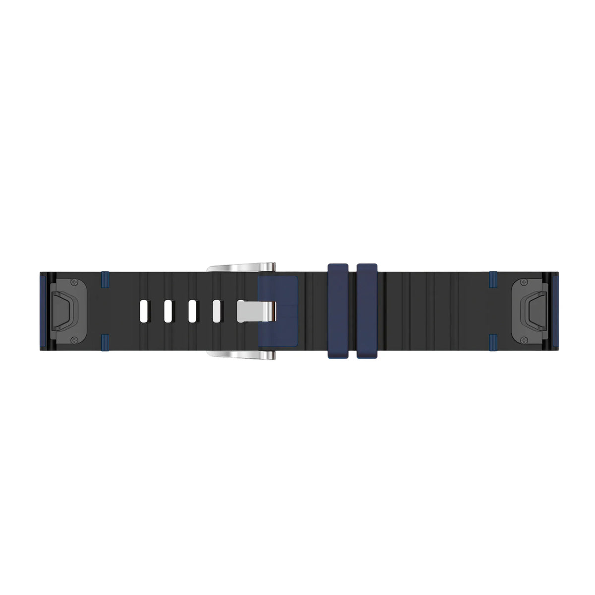 Leather Hybrid Strap, blue, laid flat, joined, direct top view