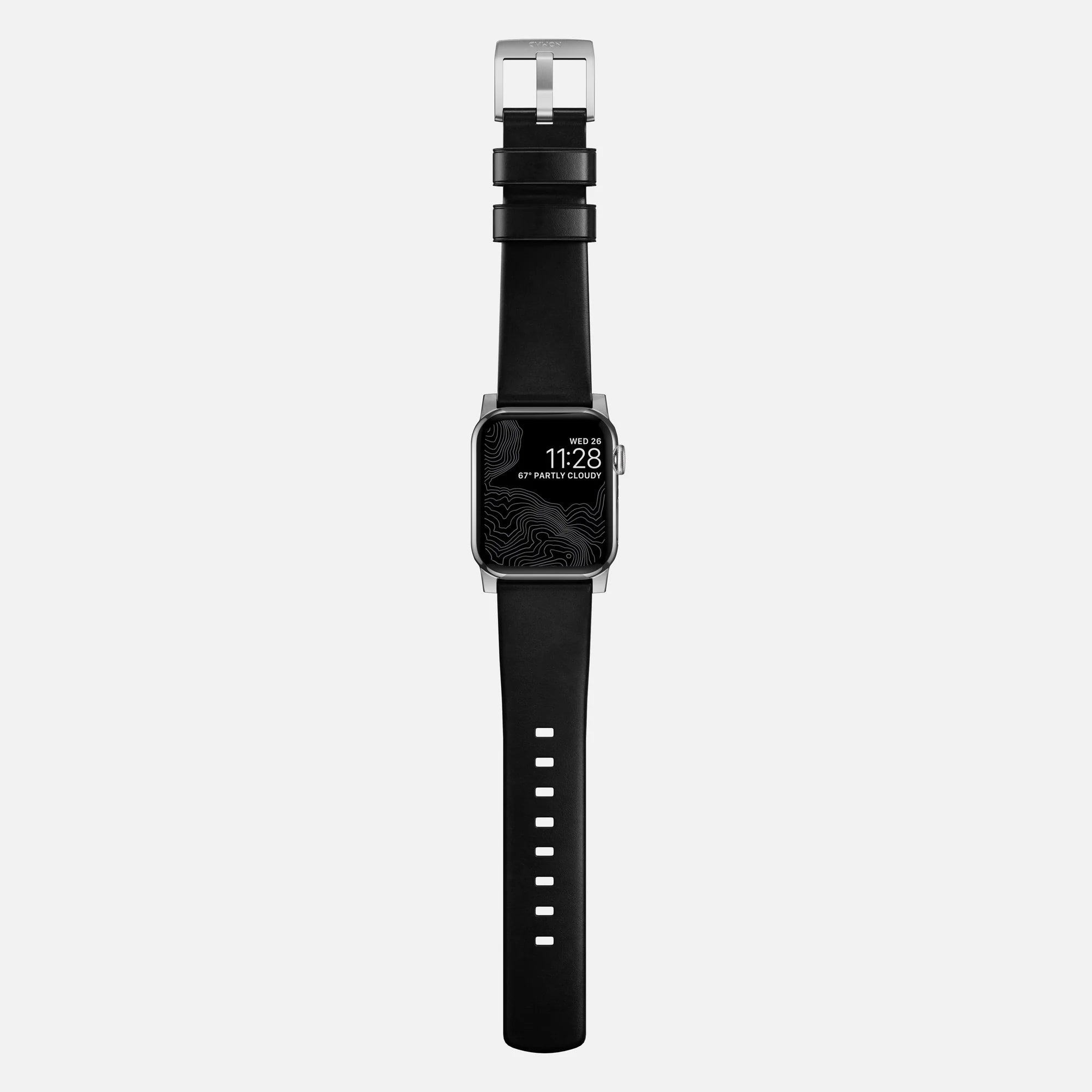 Nomad Bracelet cuir moderna Apple Watch (noir/argenté)