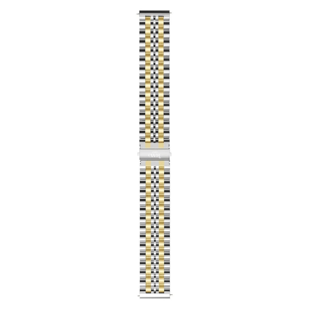 Steel Strap, silver/gold, laid flat, joined, direct top view