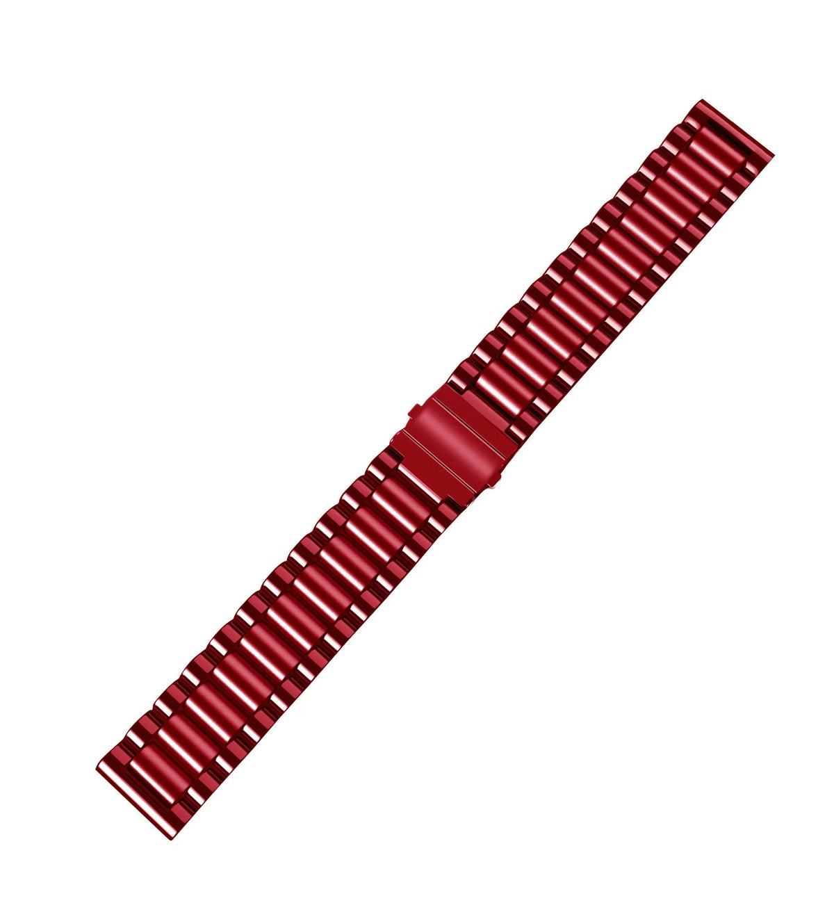 Steel Strap, wine red, laid flat, joined, direct top view