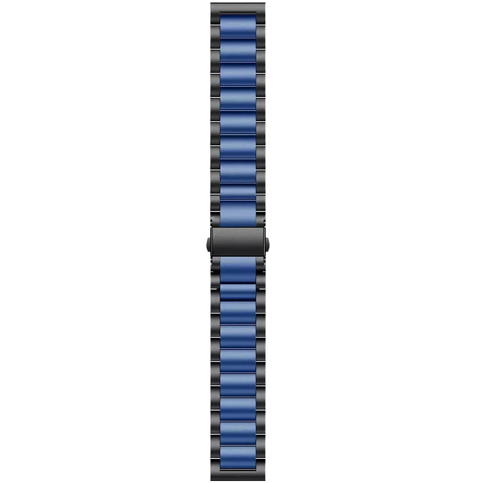 Steel Strap, black/blue, laid flat, joined, direct top view