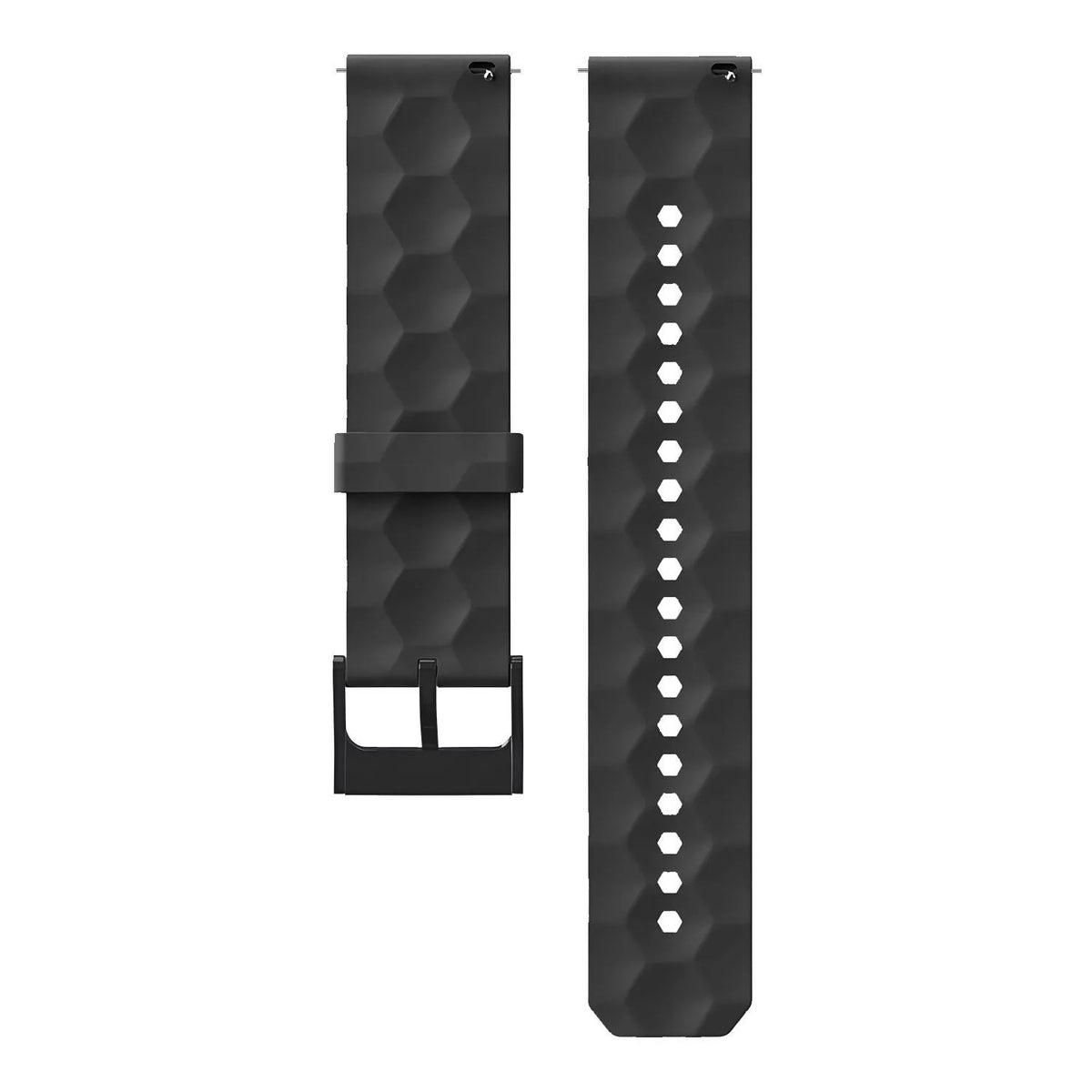 Silicone Strap Hexagons, laid flat, separate parts, top and underside view