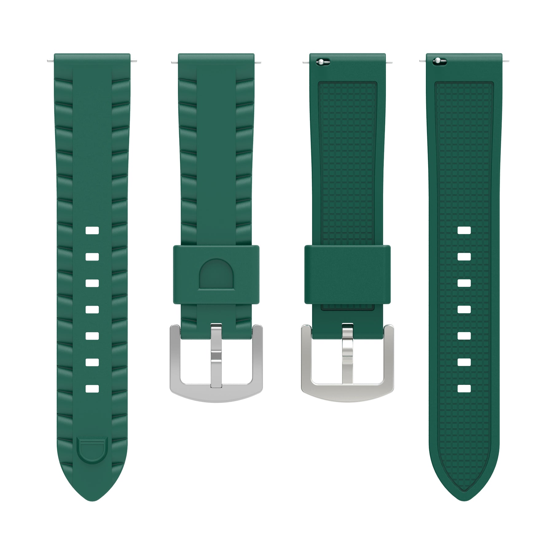 Wave Silicone Strap, laid flat, separate parts, top and underside view