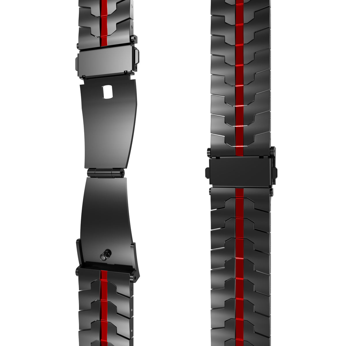 Steel Iron Strap, laid flat, separate parts, top and underside view