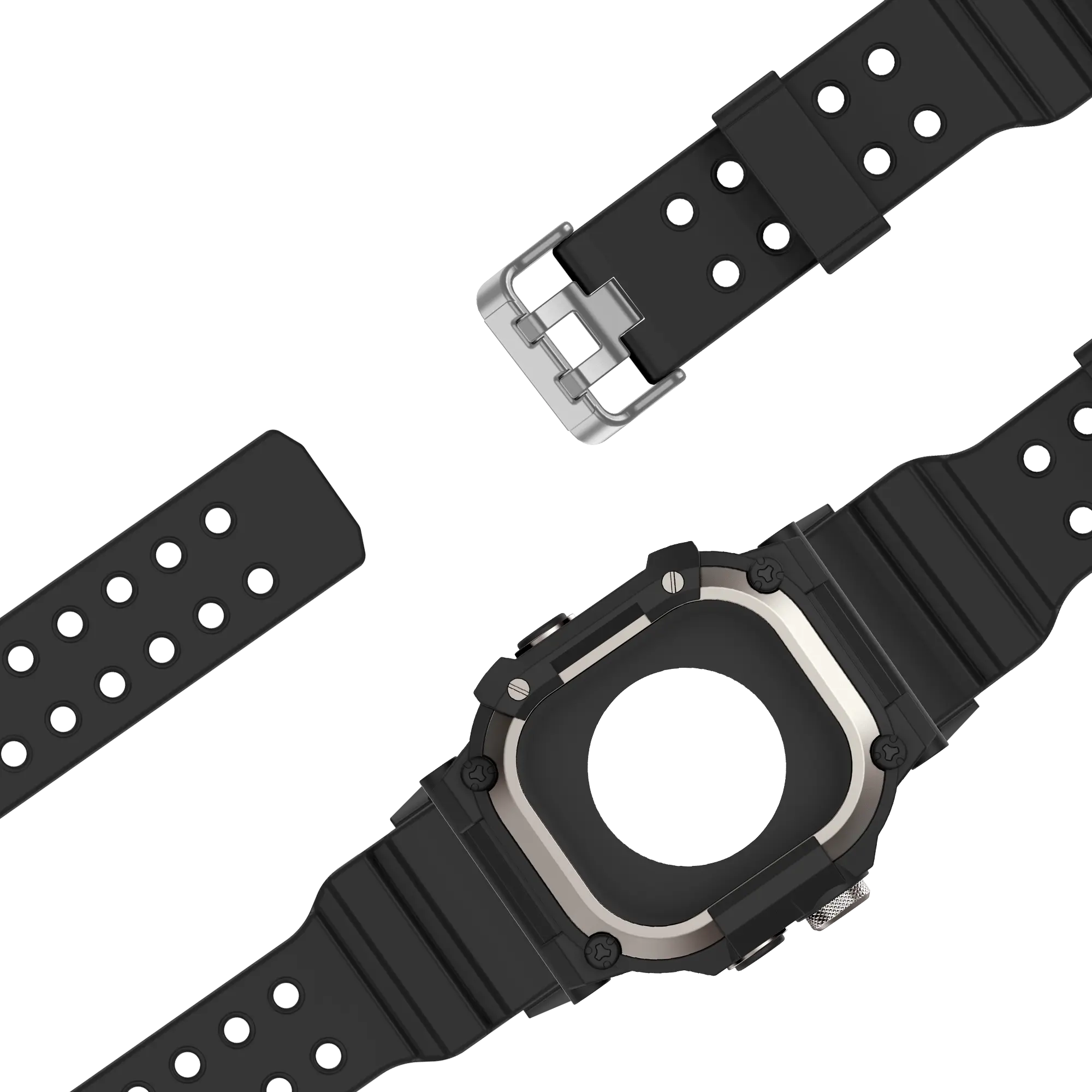 Bandz Bracelet TPU avec coque Apple Watch Ultra (noir avec titane)