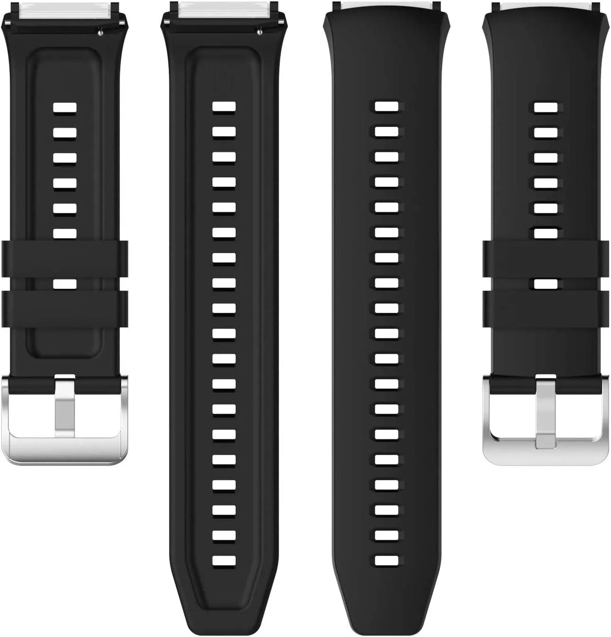 Silicone Strap, laid flat, separate parts, top and underside view