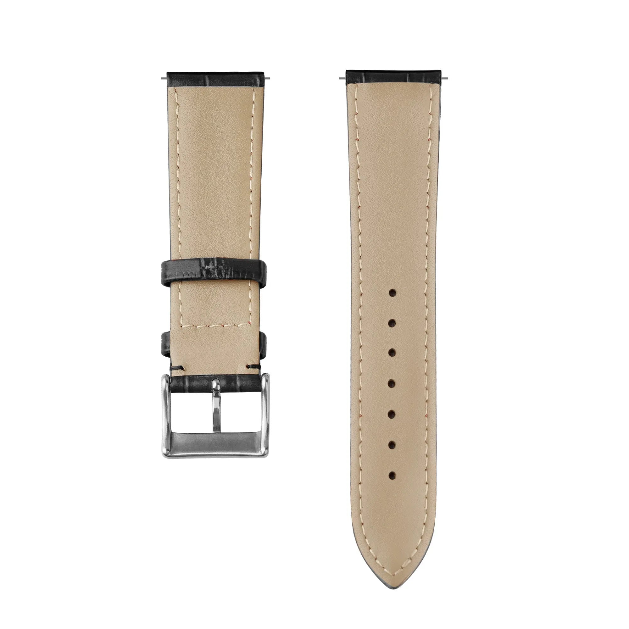 Bracelet cuir à effet crocodile Oppo Watch S (noir)