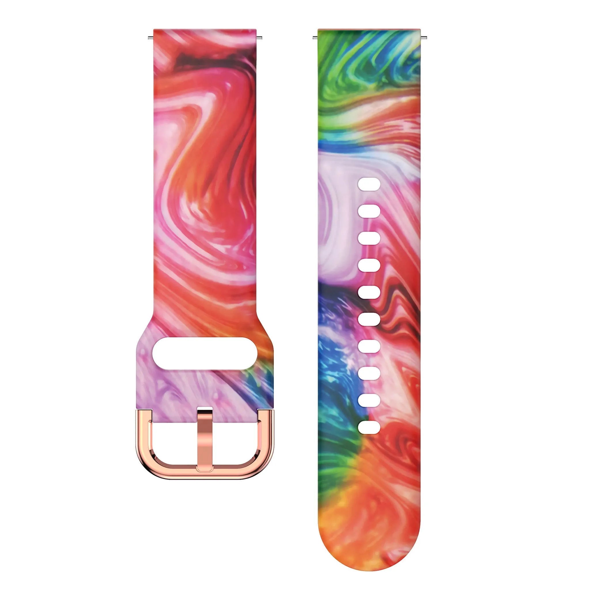 Print Silicone Strap, laid flat, separate parts, top and underside view